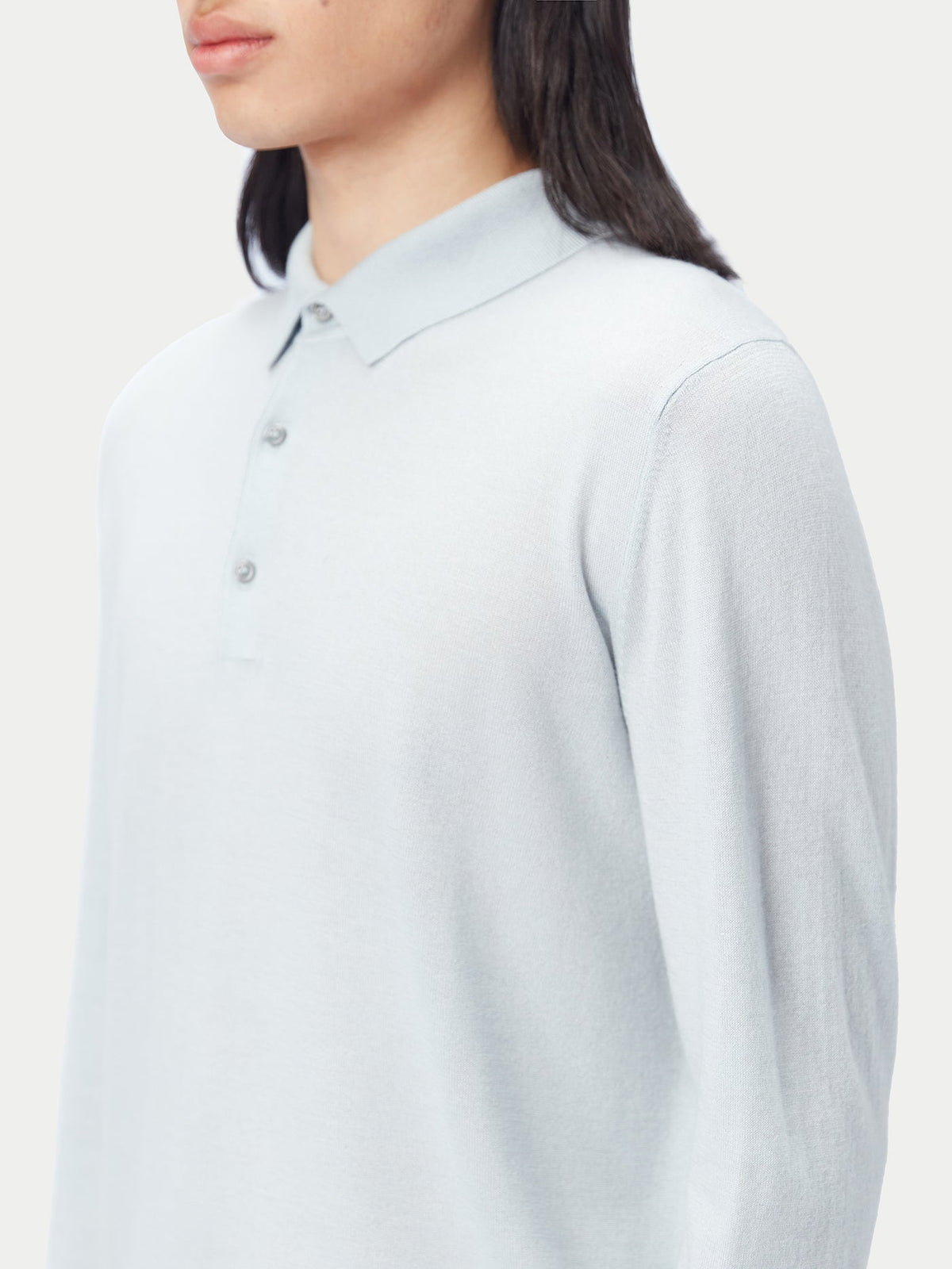 Men's Cashmere Silk Polo — Soft Ice