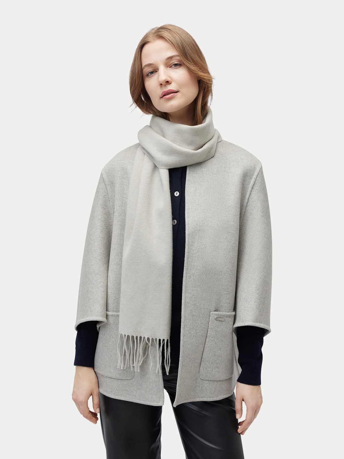 Pure Cashmere Warmth Woven Scarf — Soft Mist