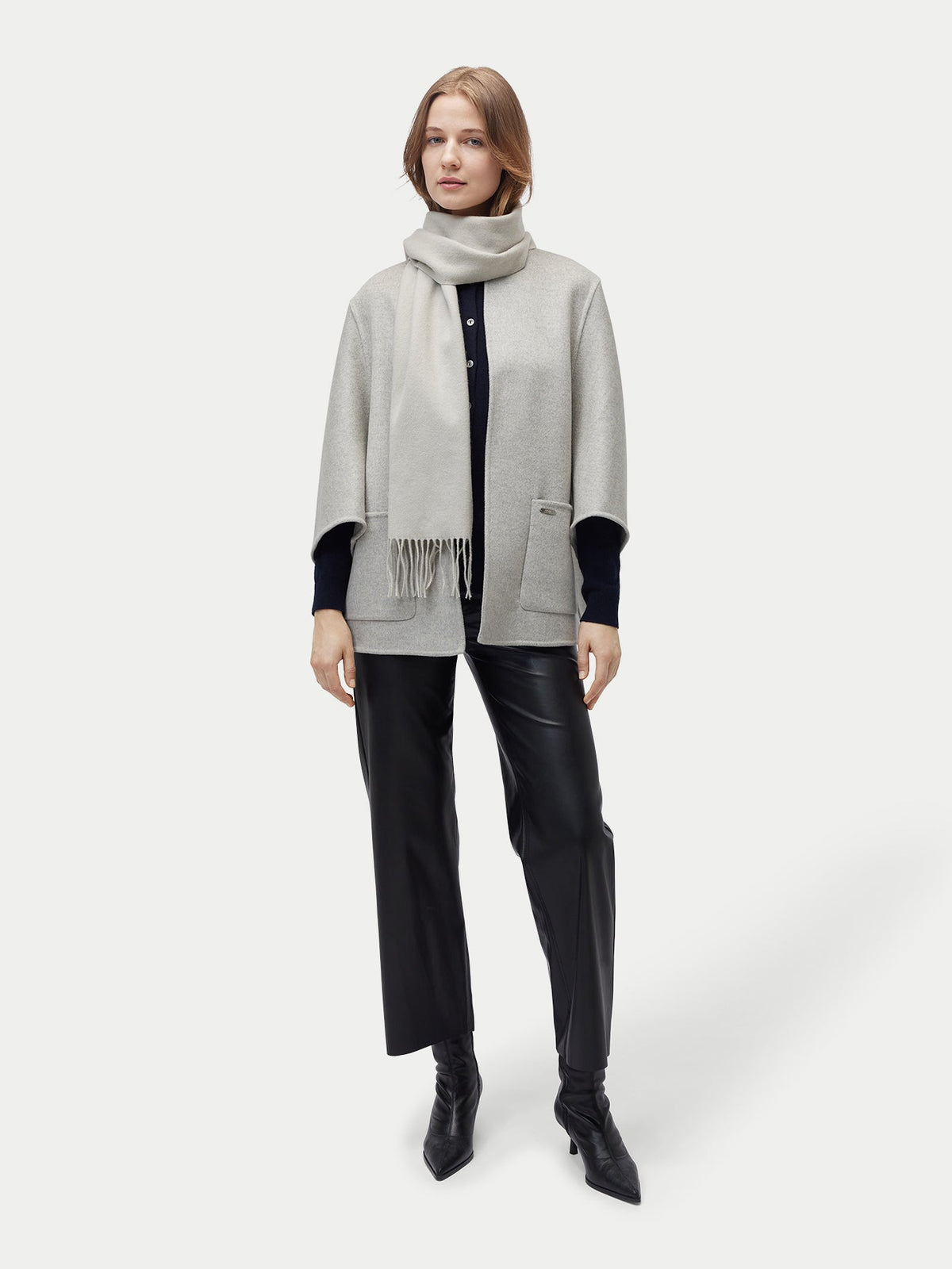 Pure Cashmere Warmth Woven Scarf — Soft Mist