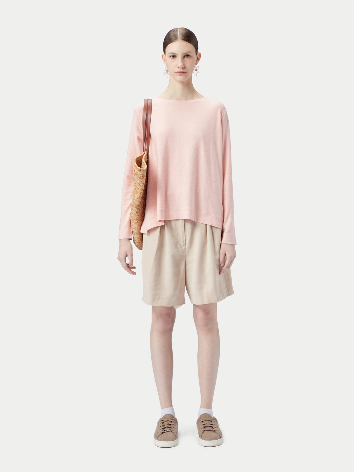 Boatneck Cotton Silk Cashmere Blend Sweater — Soft Primrose