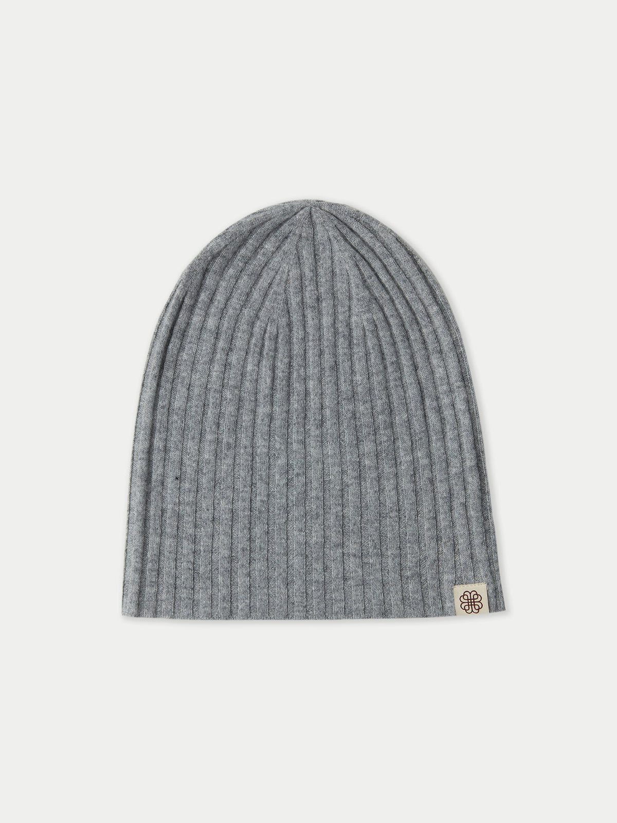 Cashmere Rib Knit Hat — Soft Silver