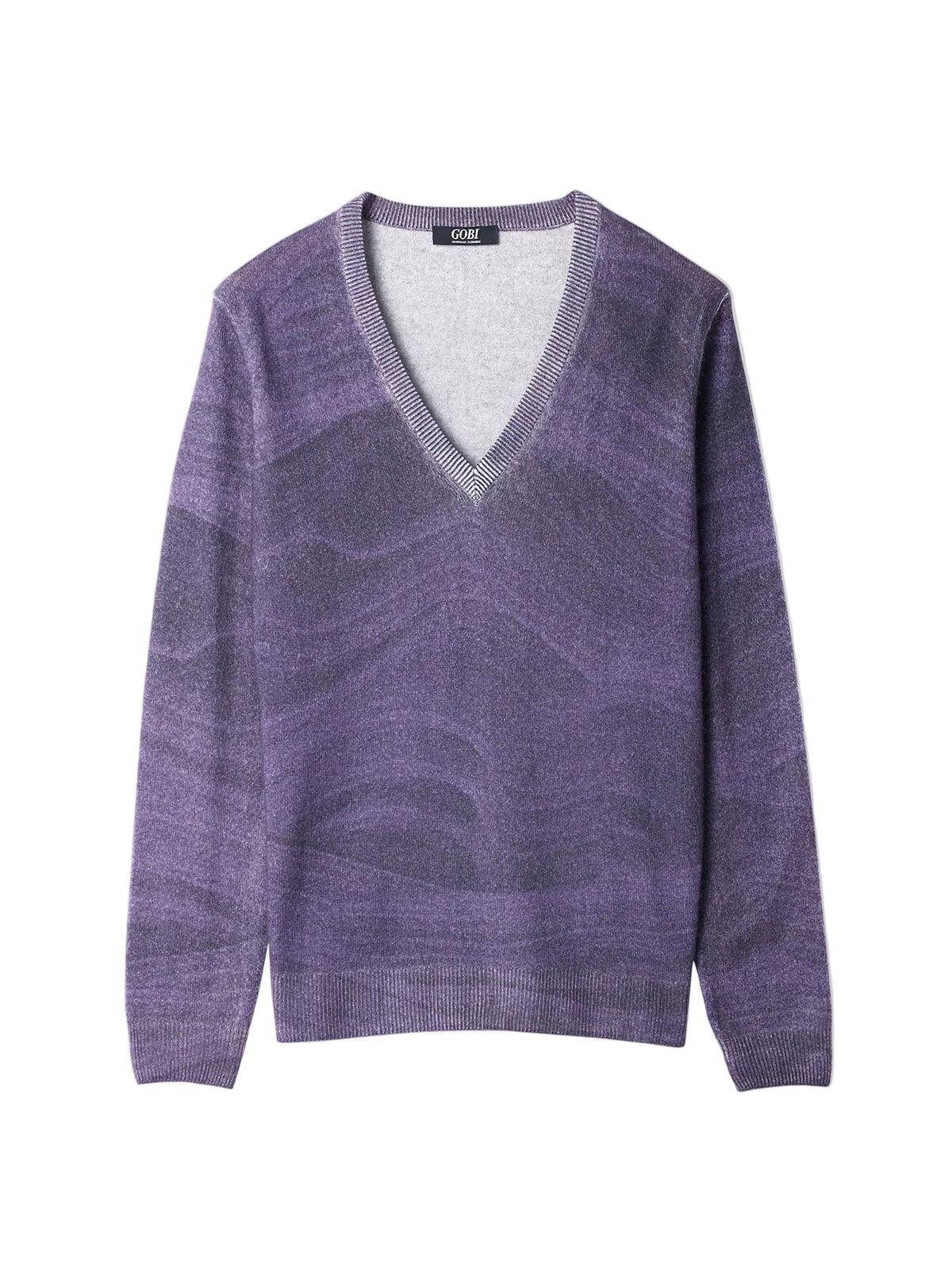 Printed V-neck Cashmere Sweater — Soft White