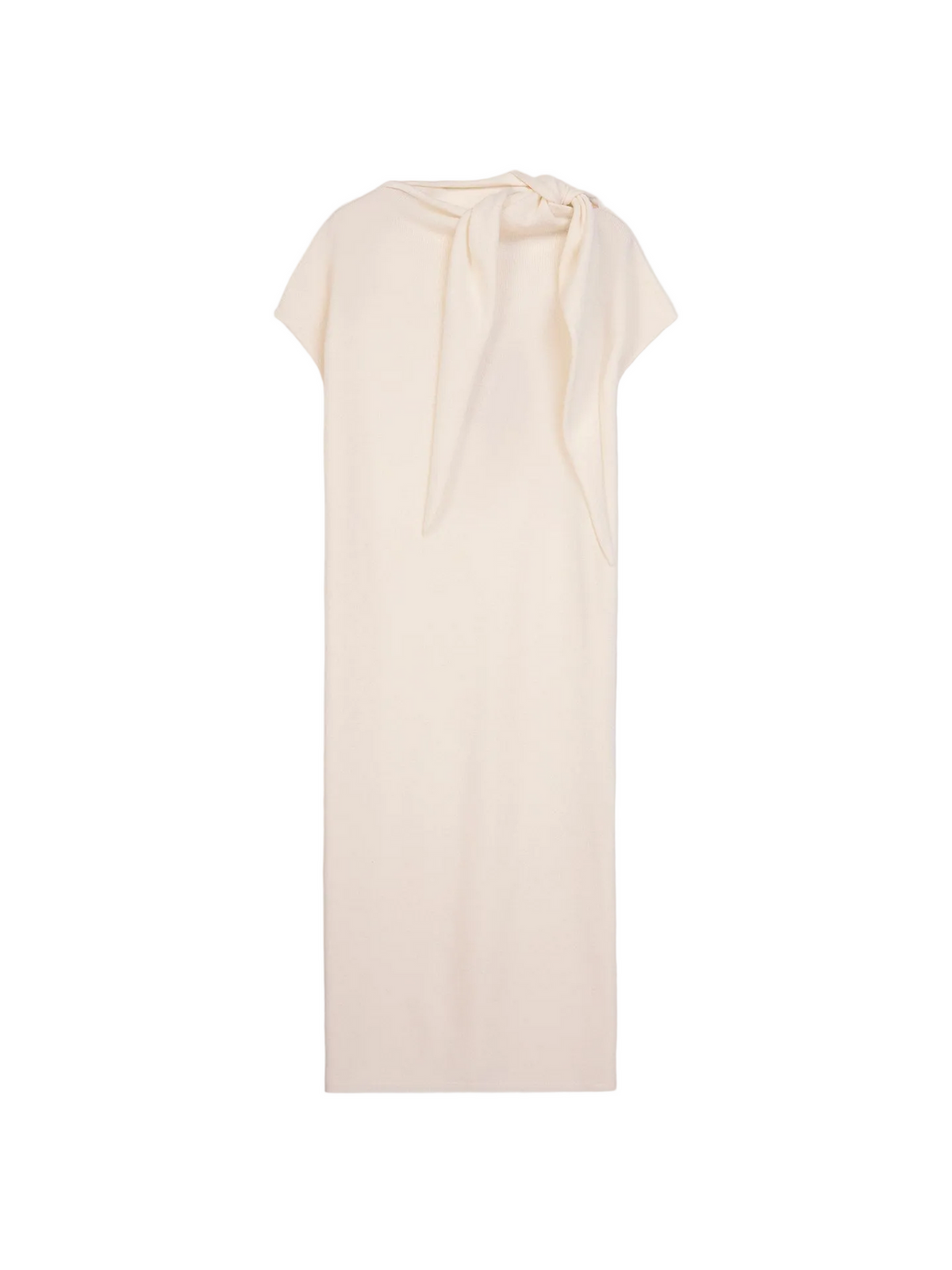 Cashmere Tie-neck Dress — Soft White