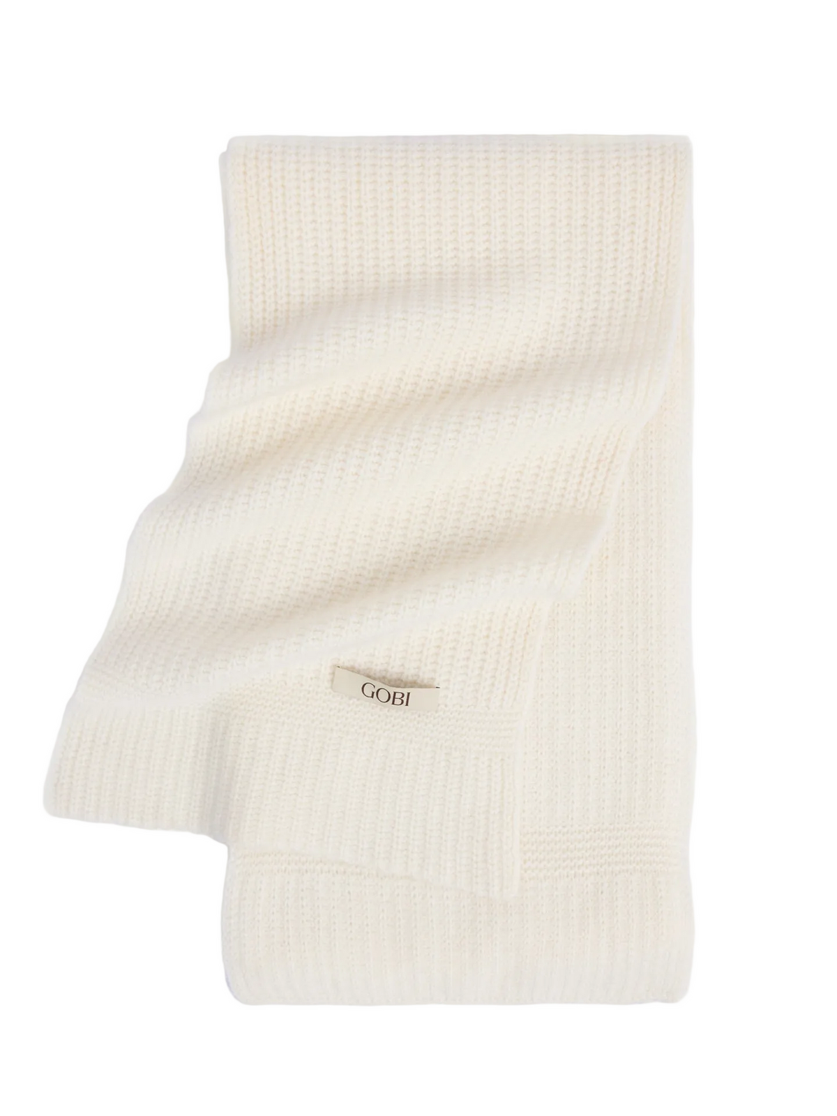 Wide Rib Knit Scarf — Soft White