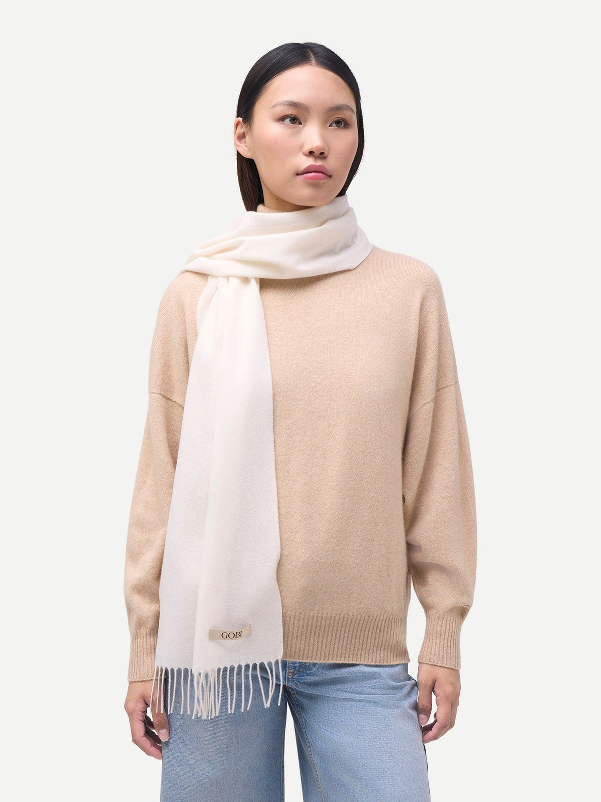 Cashmere Woven Scarf — Soft White