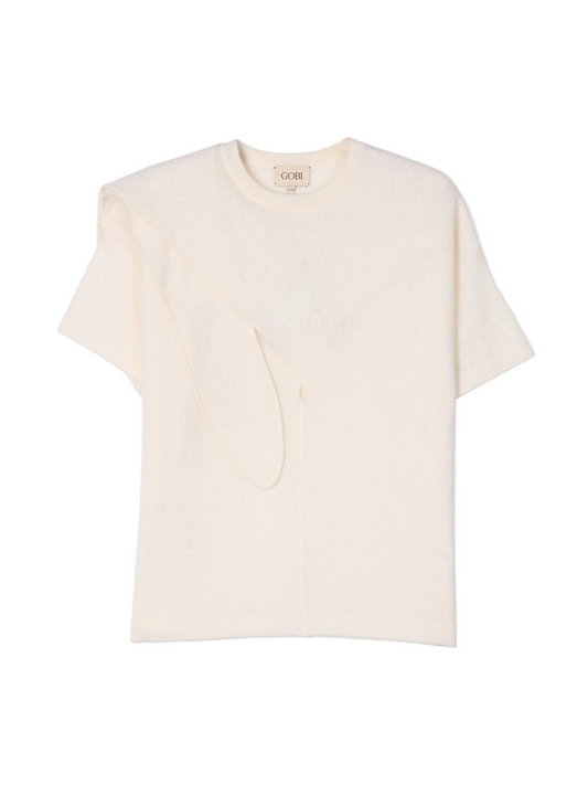 Bow-tie Cashmere T-shirt — Soft White