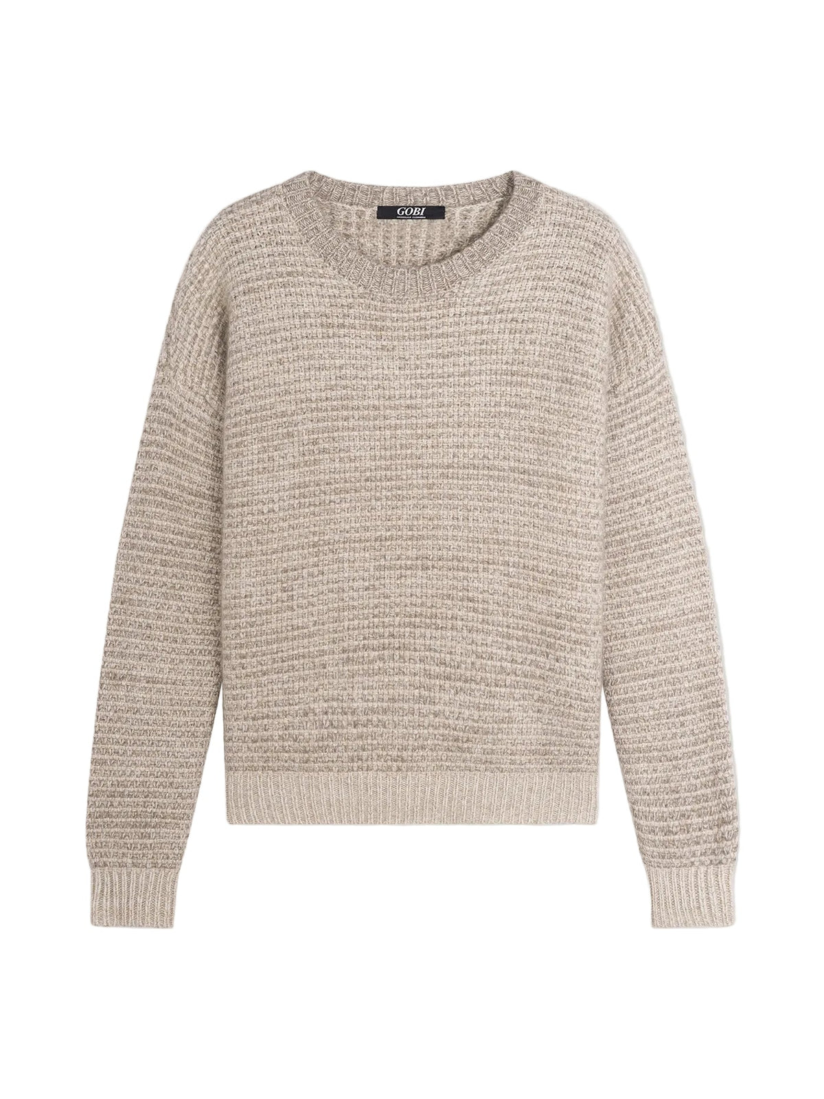 Tweed Pattern Crew Neck Sweater — Soft White