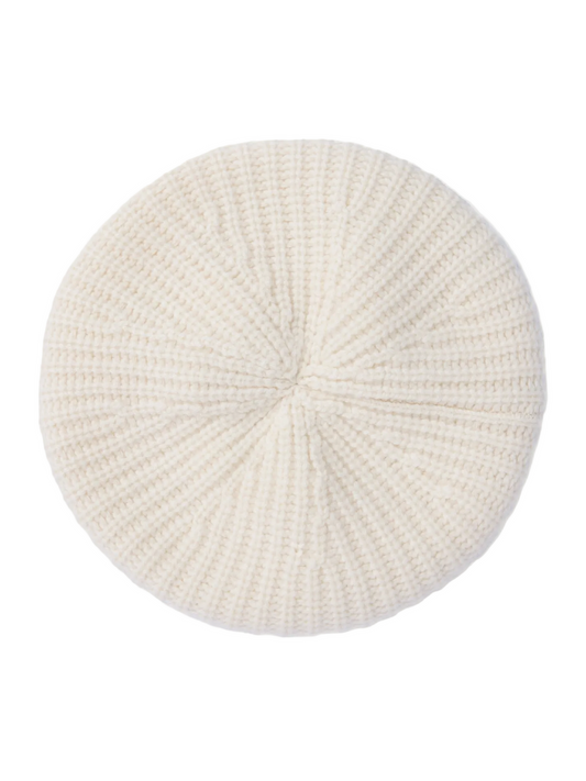 Textured Knit Beret — Soft White