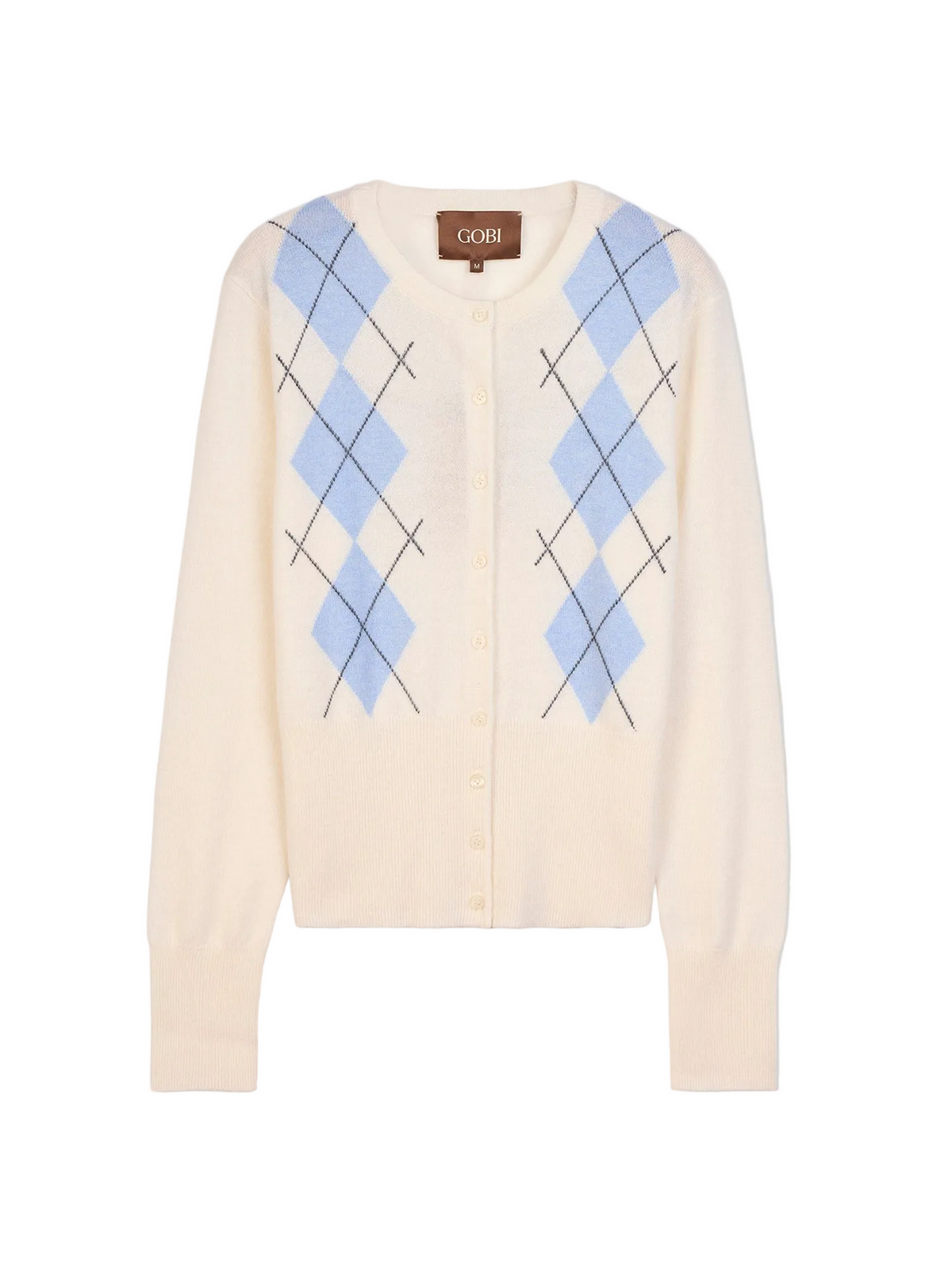 Cashmere Argyle Cardigan — Soft White
