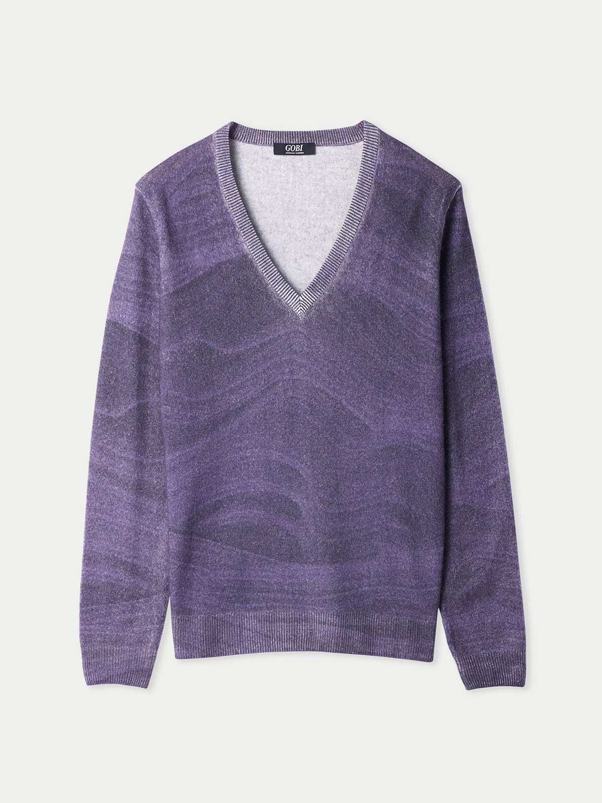 Printed V-neck Cashmere Sweater — Soft White