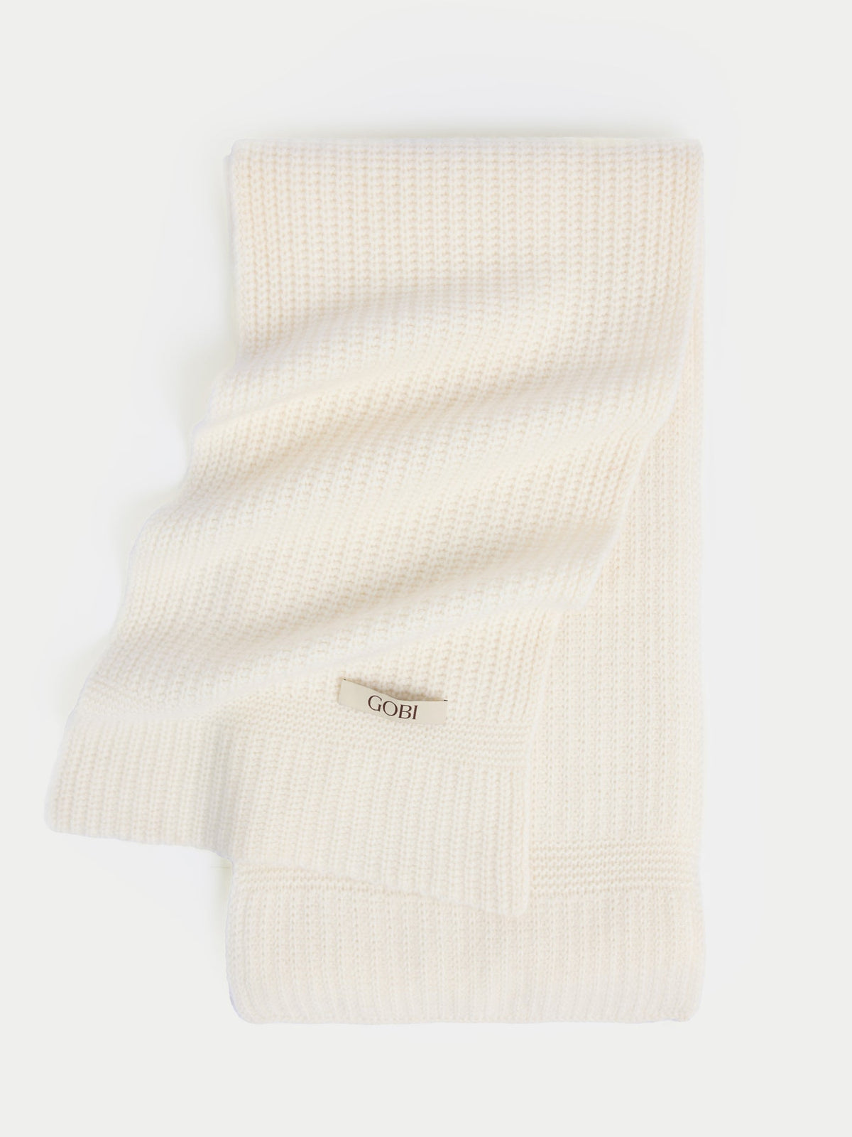 Wide Rib Knit Scarf — Soft White