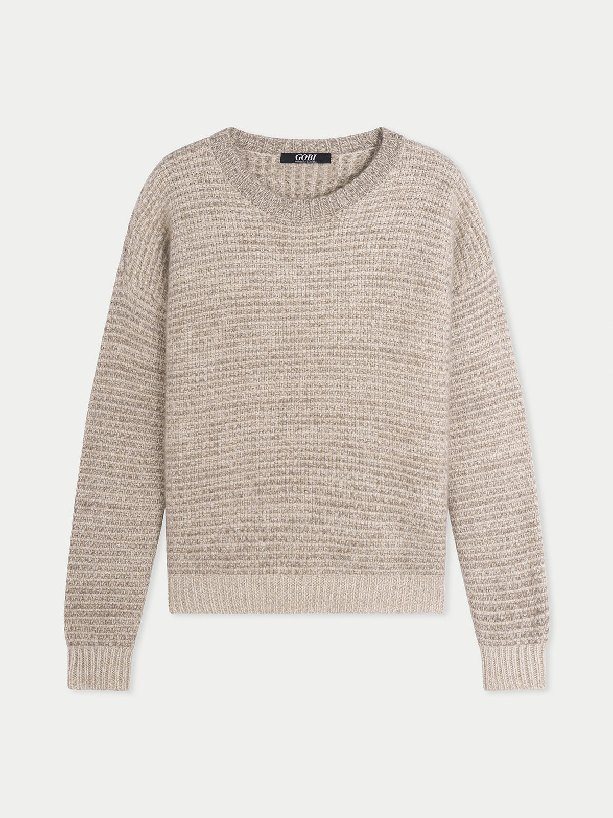 Tweed Pattern Crew Neck Sweater — Soft White