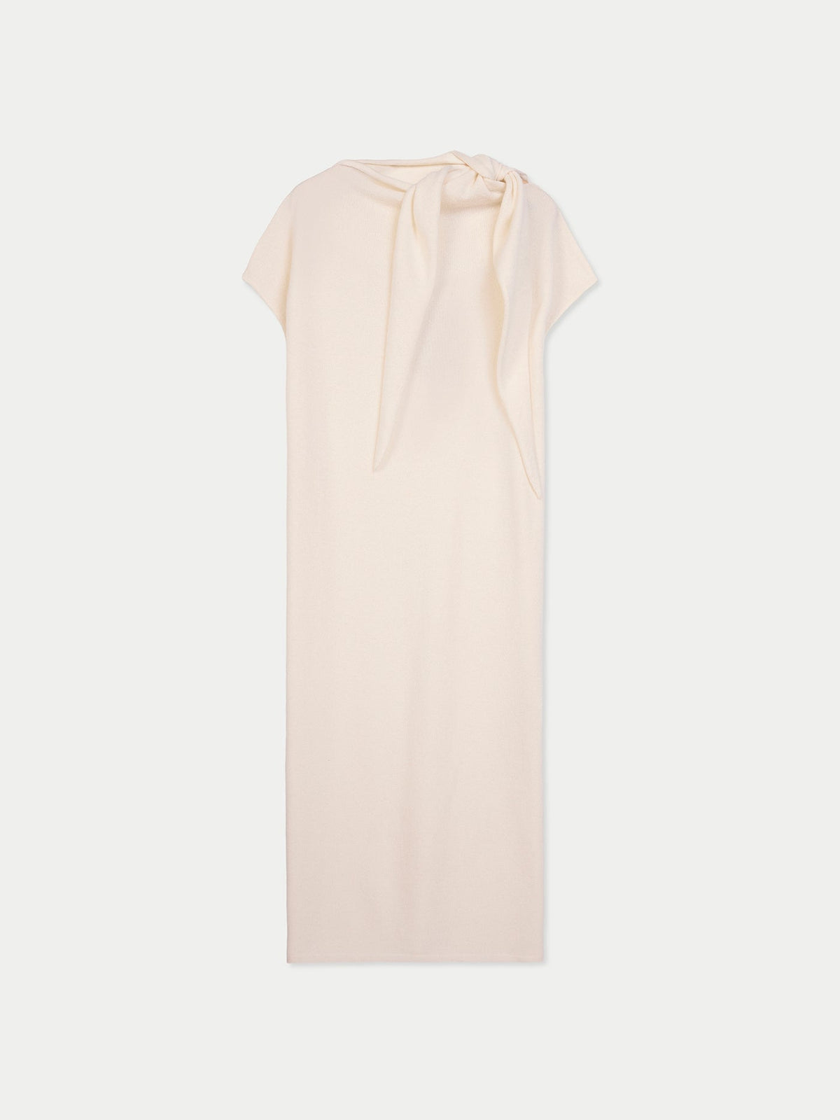 Cashmere Tie-neck Dress — Soft White