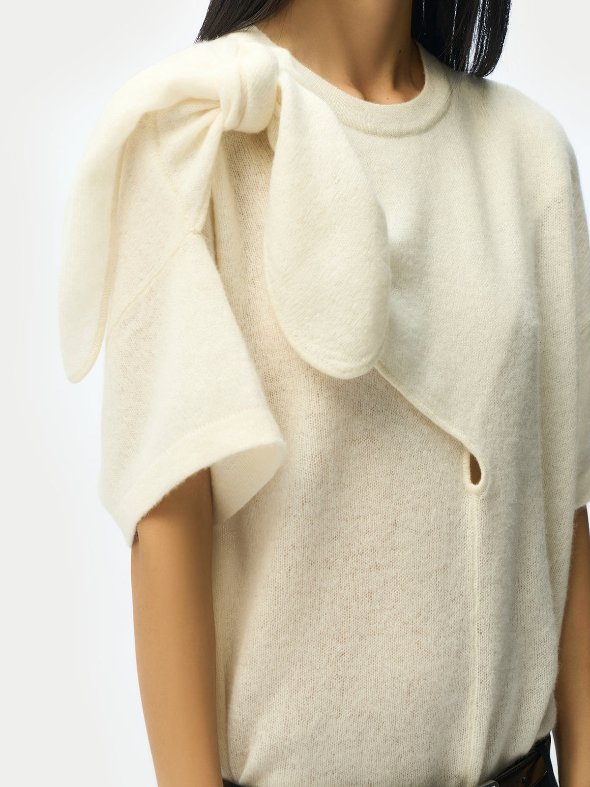 Bow-tie Cashmere T-shirt — Soft White