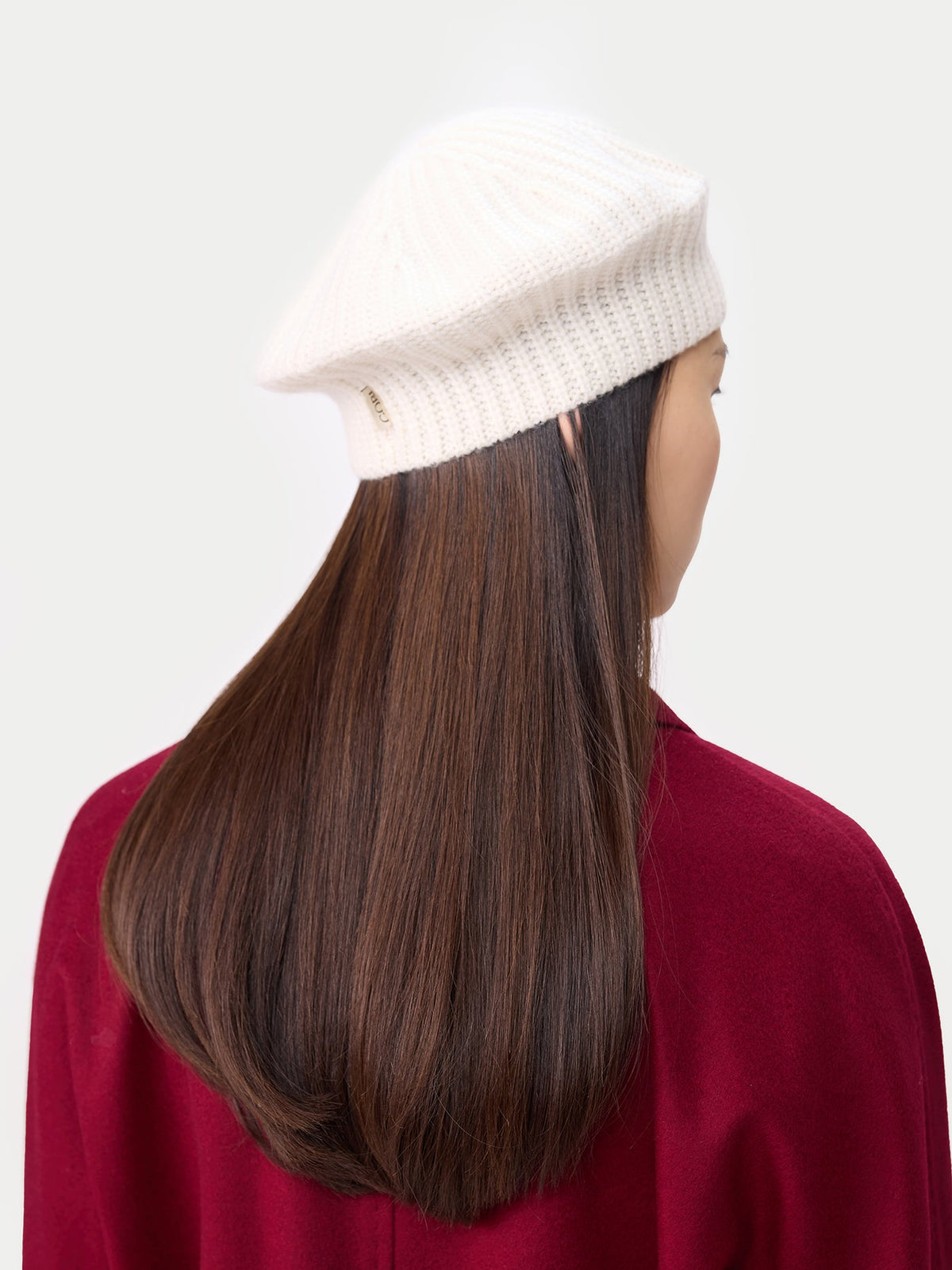 Textured Knit Beret — Soft White
