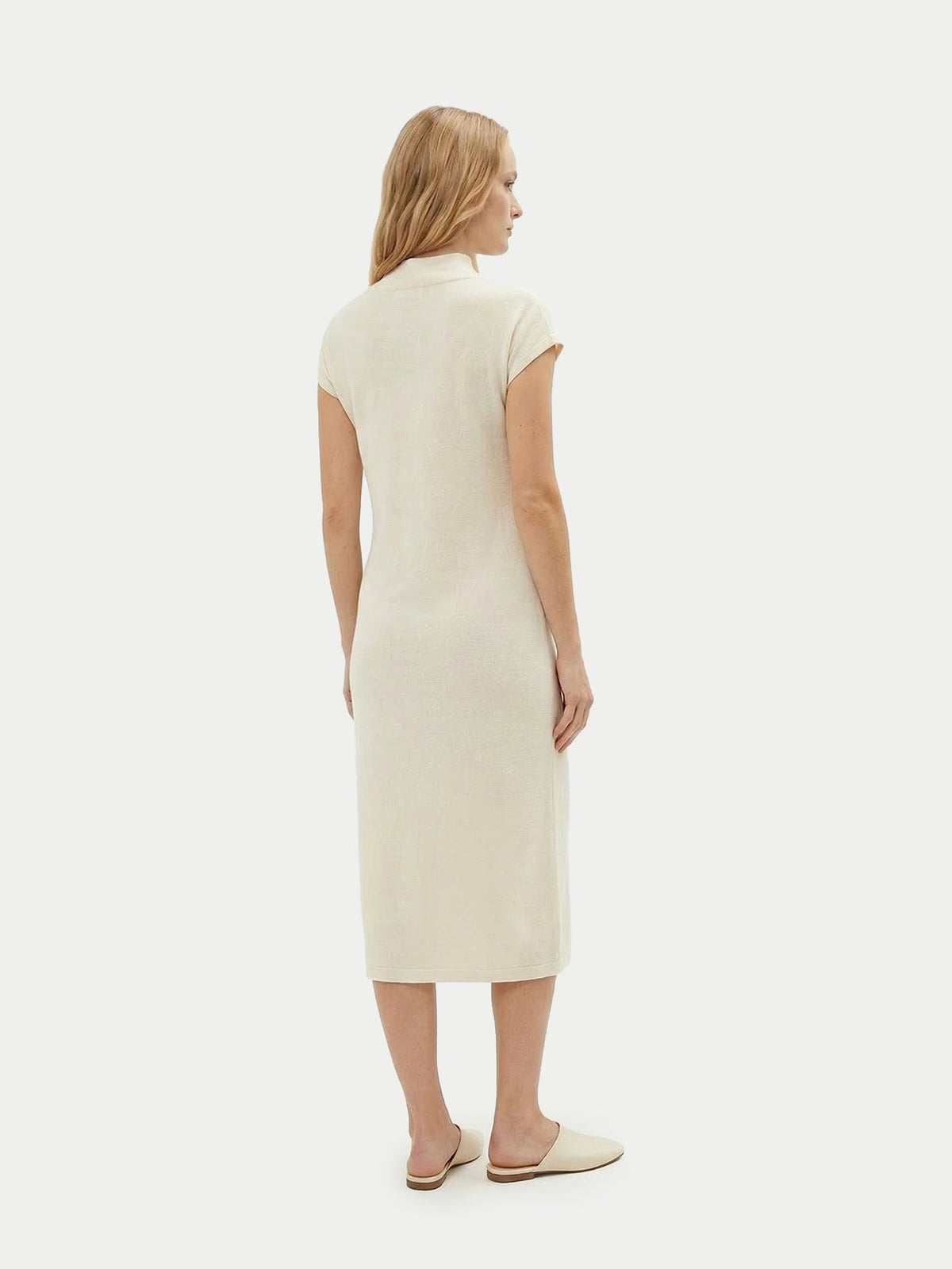 Cashmere Tie-neck Dress — Soft White