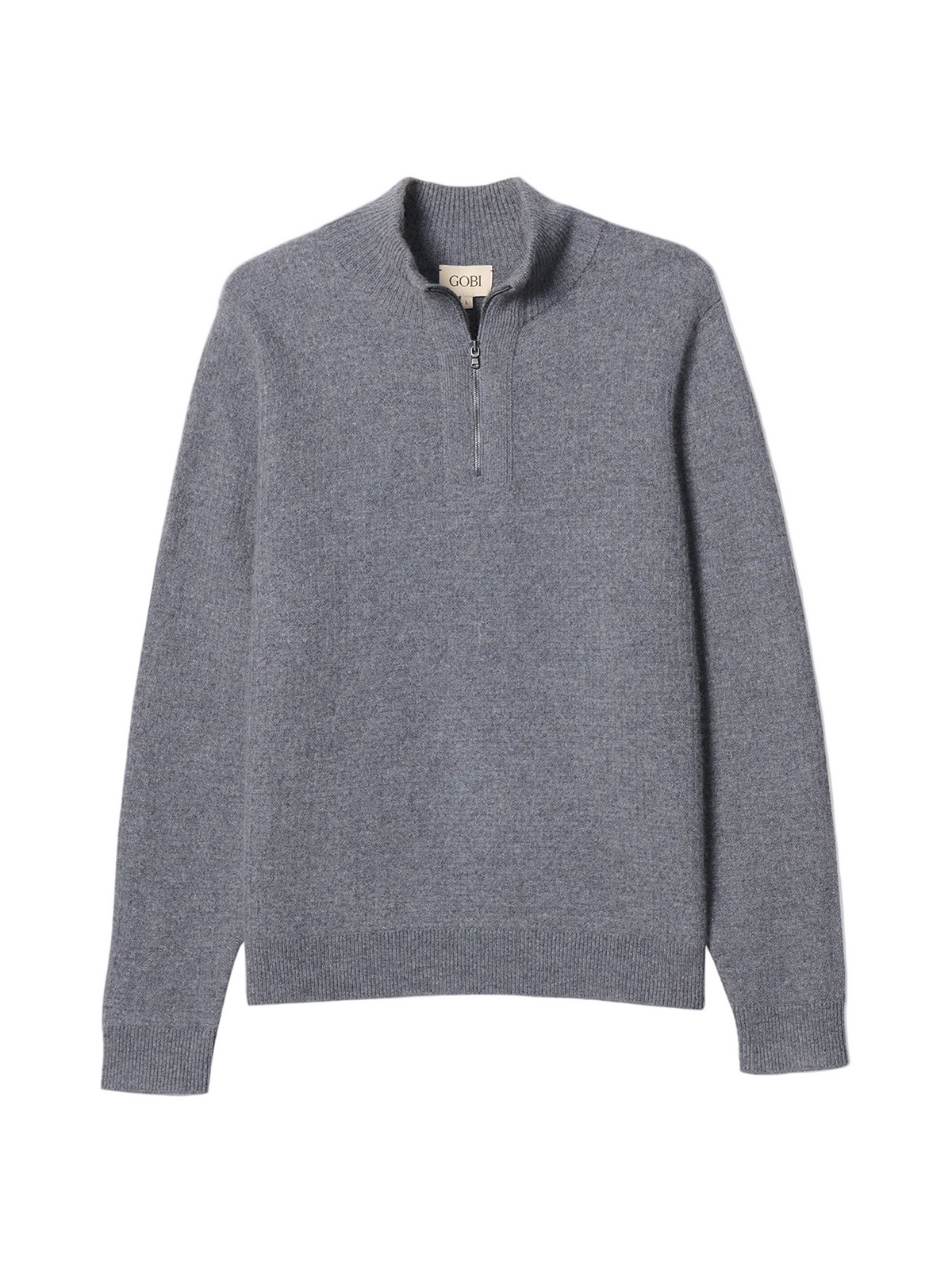 Men's Cashmere Waffle Knit Half-zip Sweater — Steel Gray