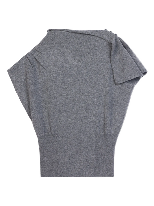 Cashmere Asymmetrical Top — Steel Gray
