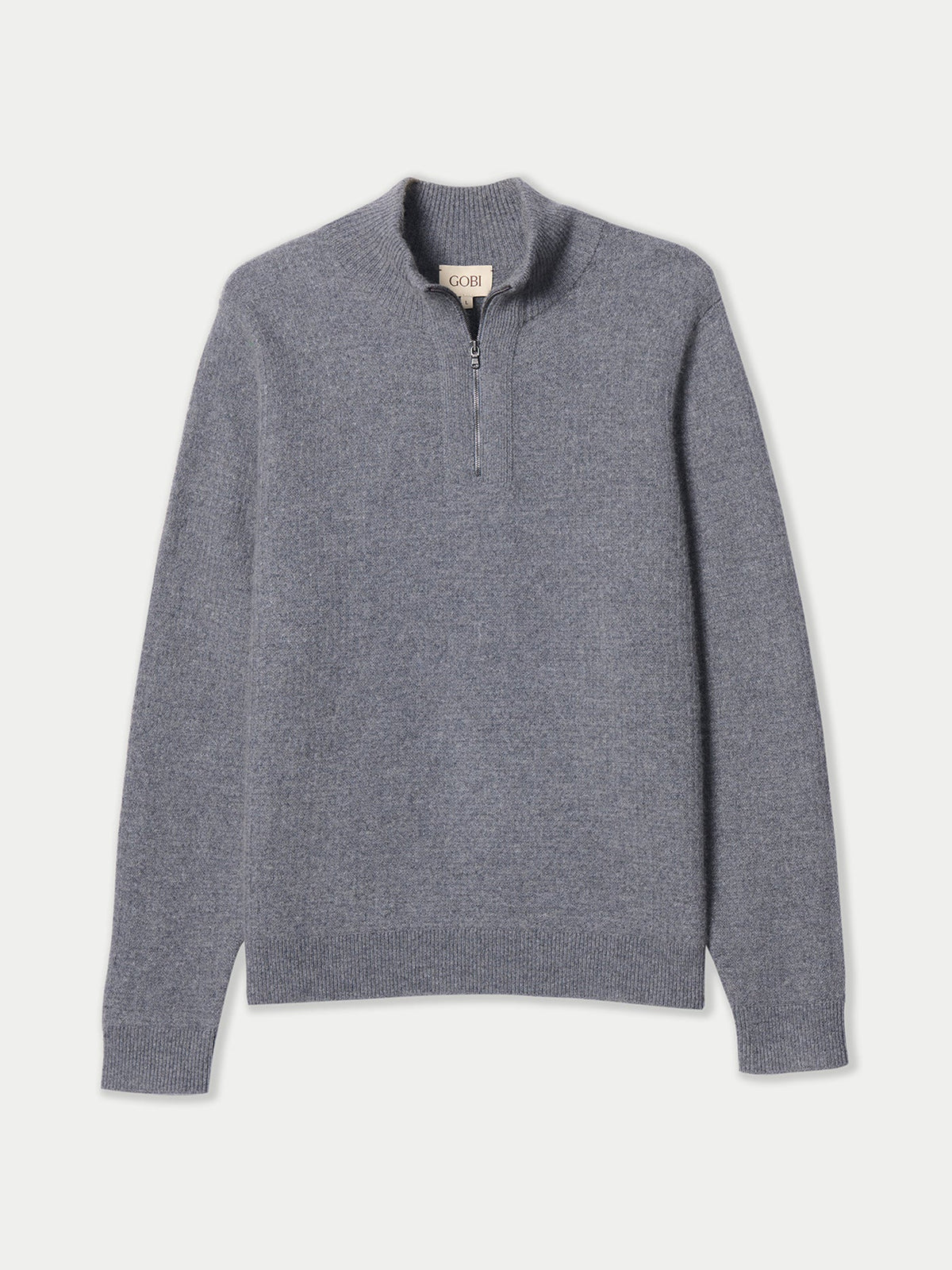 Men's Cashmere Waffle Knit Half-zip Sweater — Steel Gray