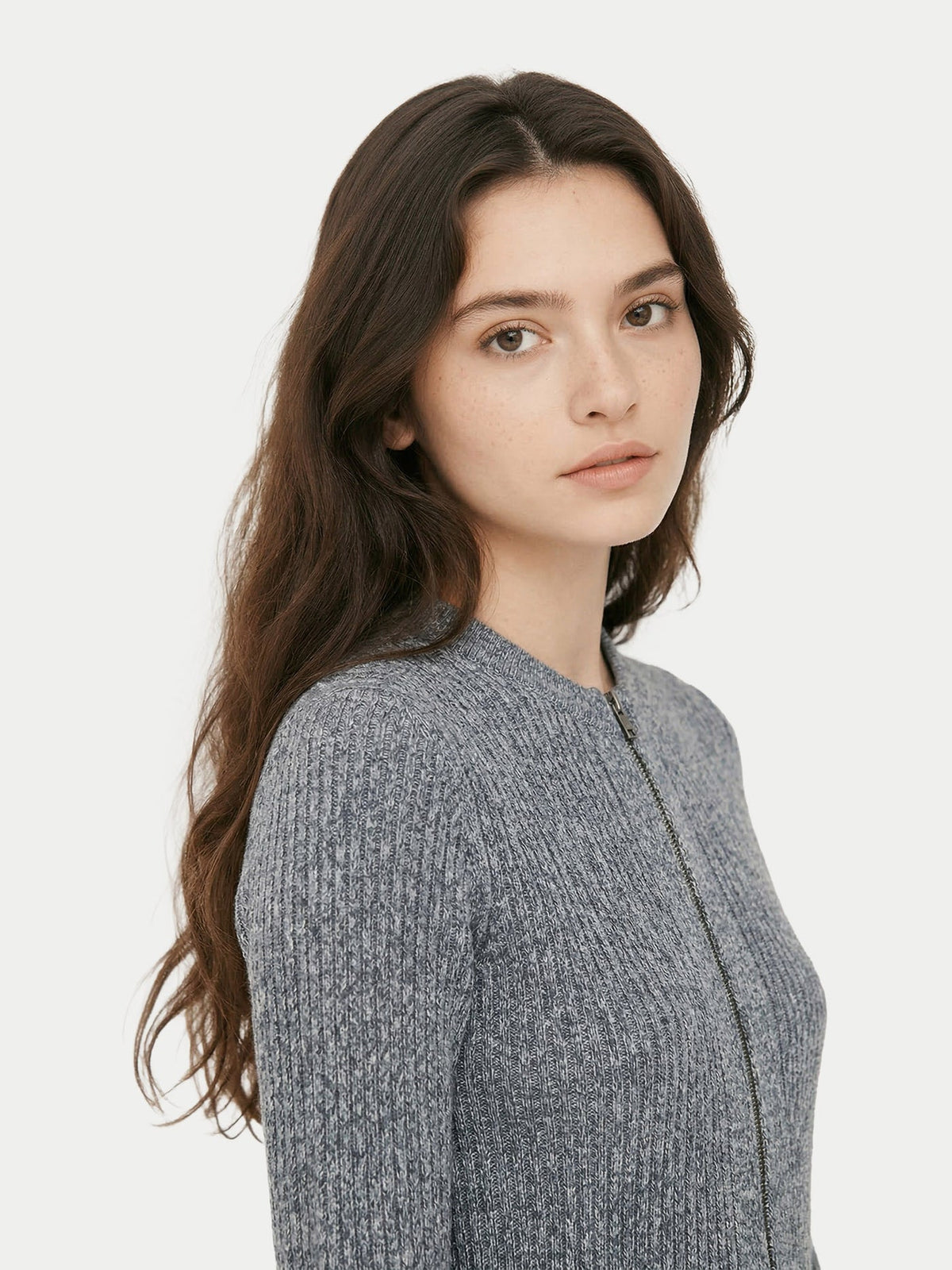 Cashmere Two-way Zip Cardigan — Steel Gray