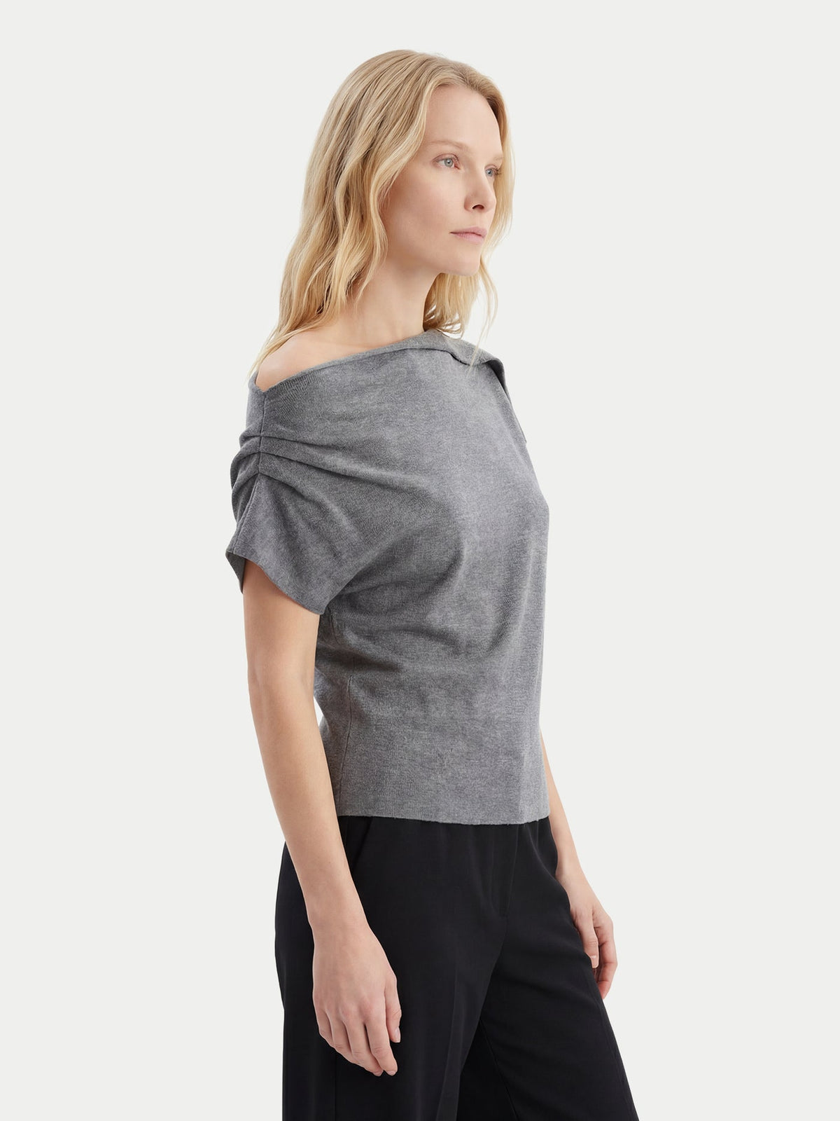 Cashmere Asymmetrical Top — Steel Gray