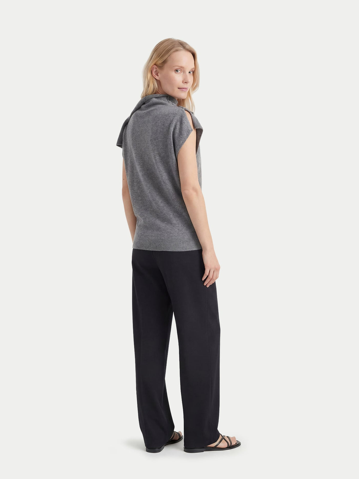 Cashmere Asymmetrical Top — Steel Gray