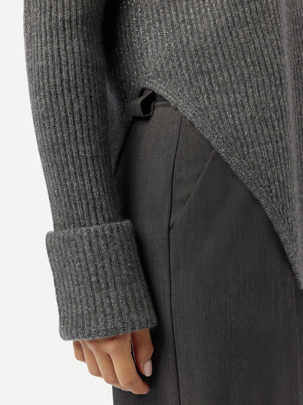 Cashmere Sweater With Detachable Collar — Steel Gray