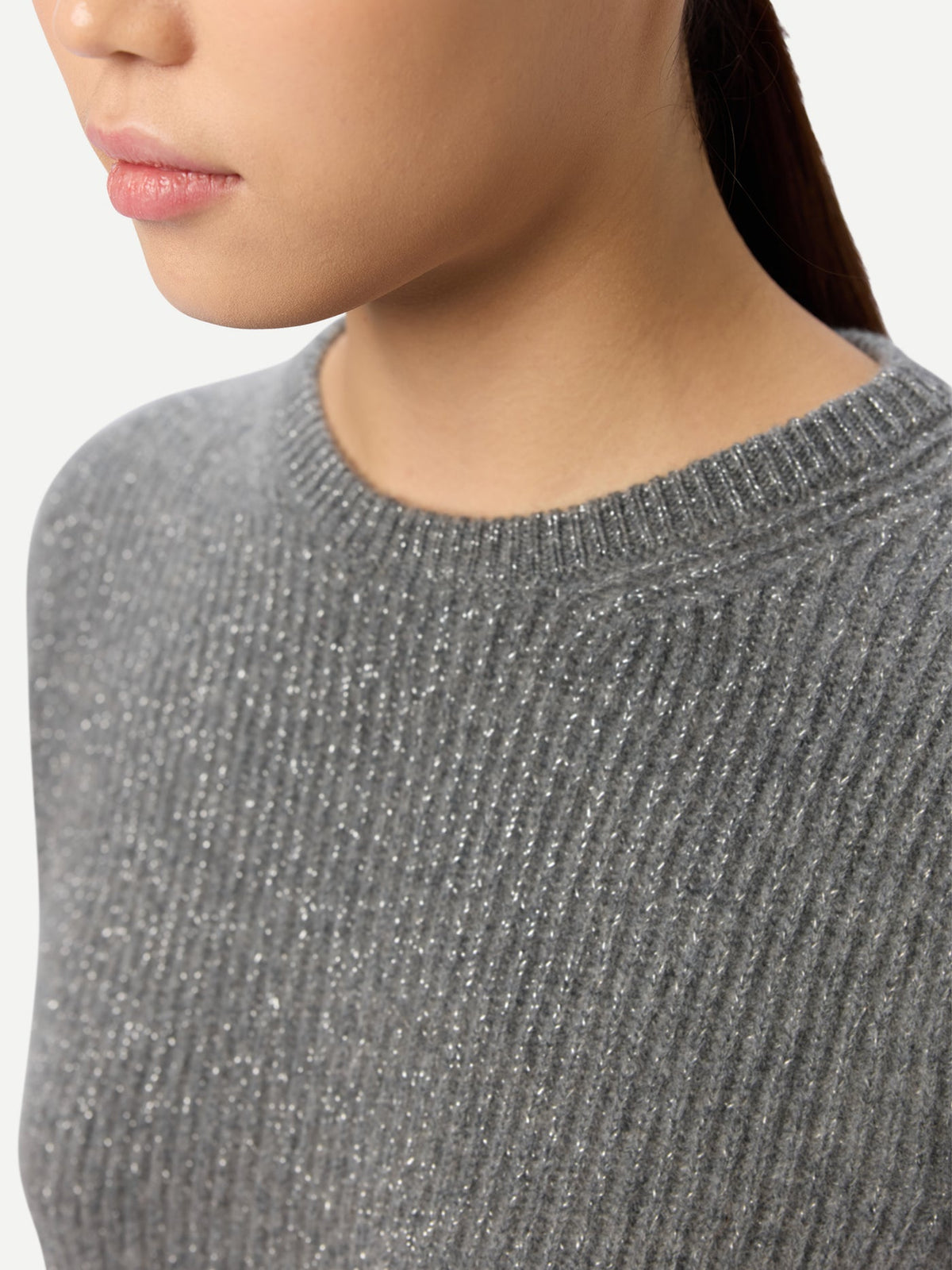 Cashmere Sweater With Detachable Collar — Steel Gray