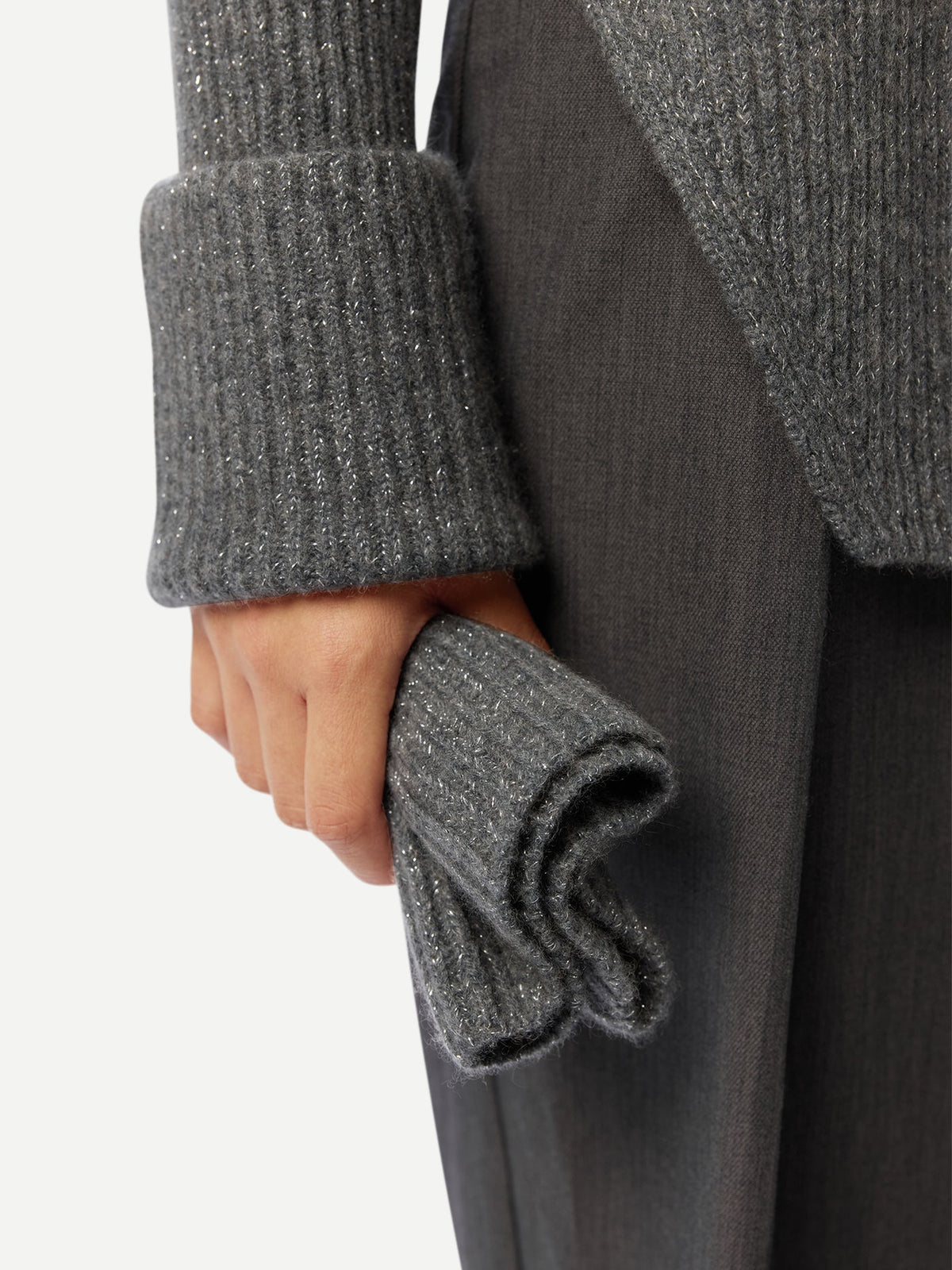 Cashmere Sweater With Detachable Collar — Steel Gray