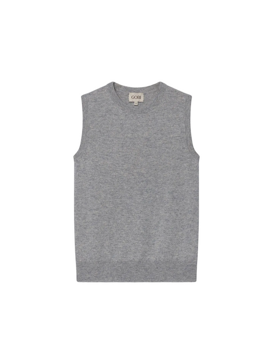 Timeless Cashmere Crewneck Vest — Steel Silver
