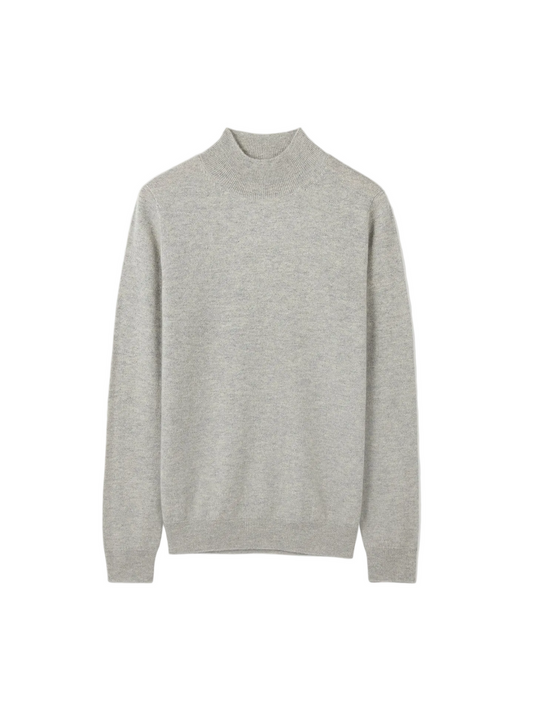 Essential Cashmere Mock Neck Sweater — Steel Silver