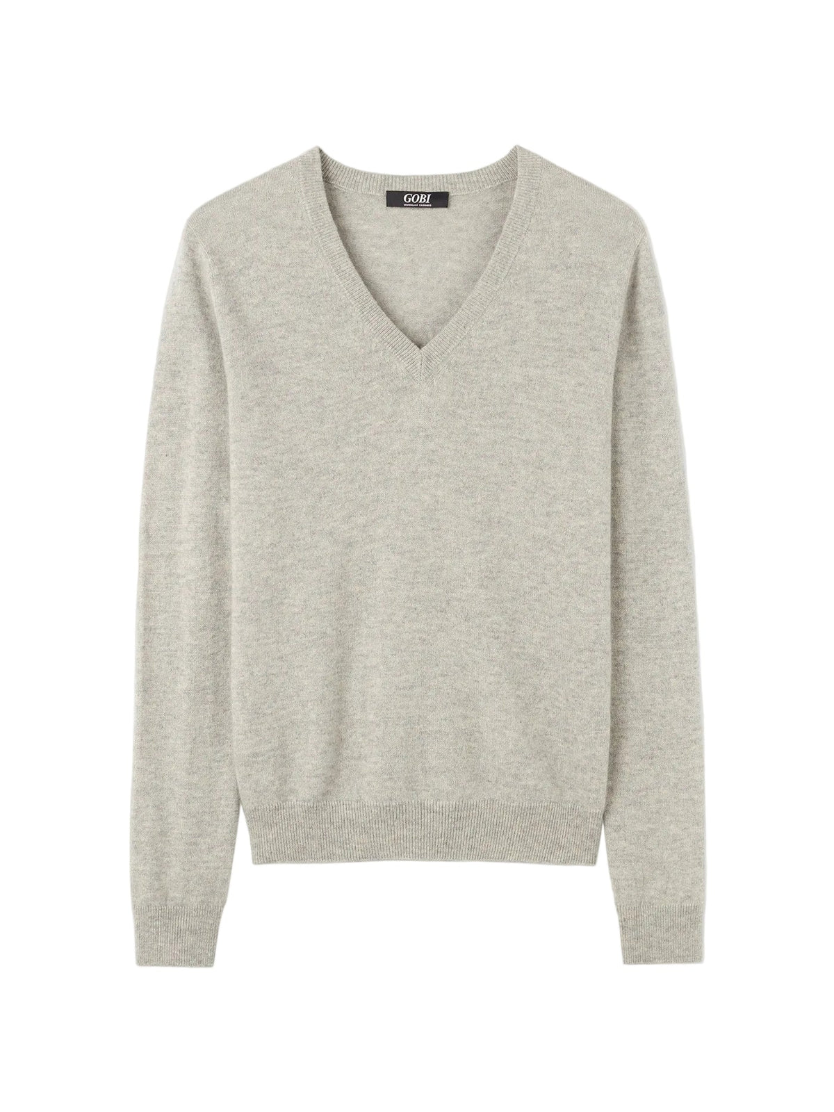 Essential Cashmere V-neck Sweater — Steel Silver