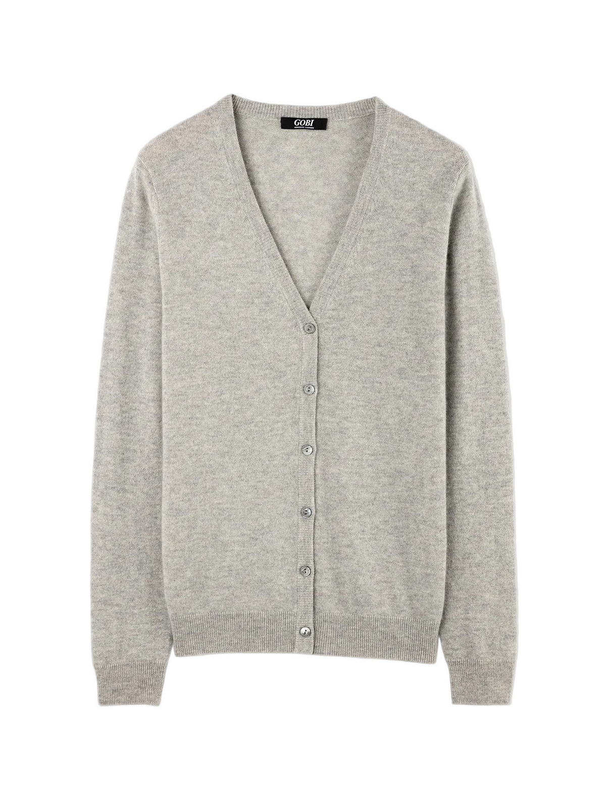 Essential Cashmere V-neck Cardigan — Steel Silver
