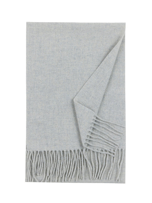 Cashmere Fringed Scarf — Steel Silver
