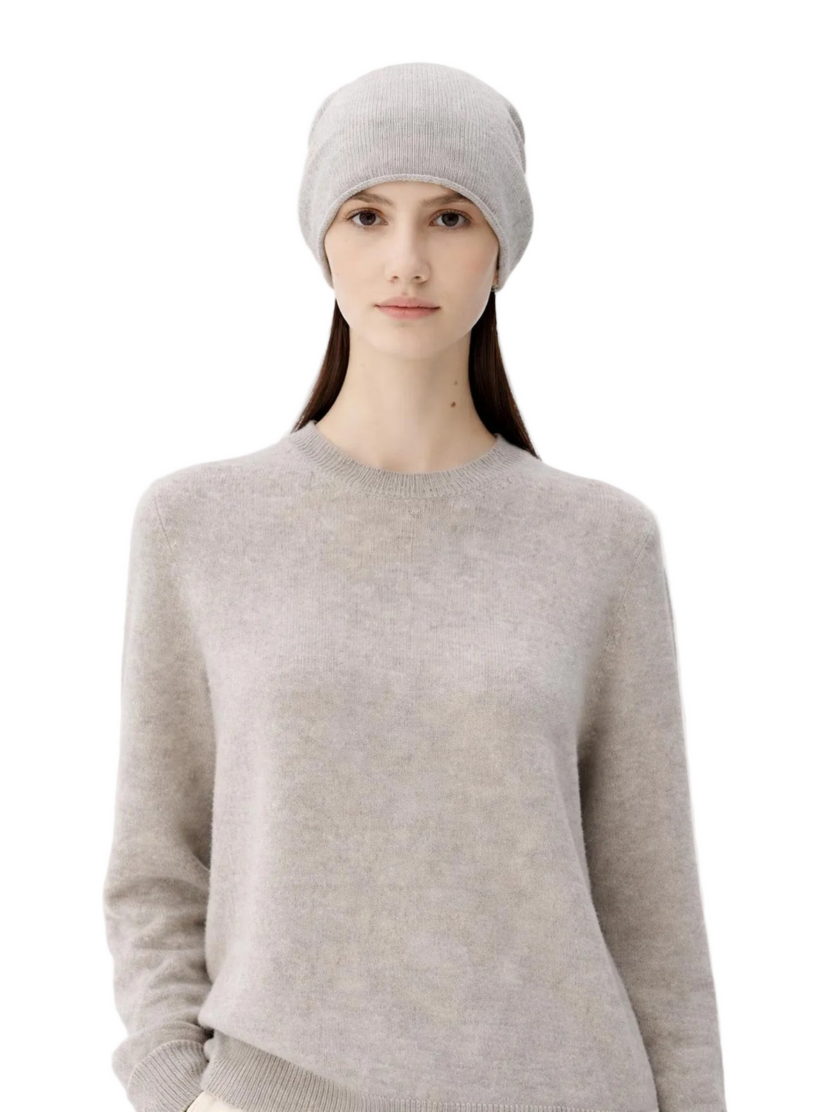Cashmere Hat & Sweater Set — Steel Silver