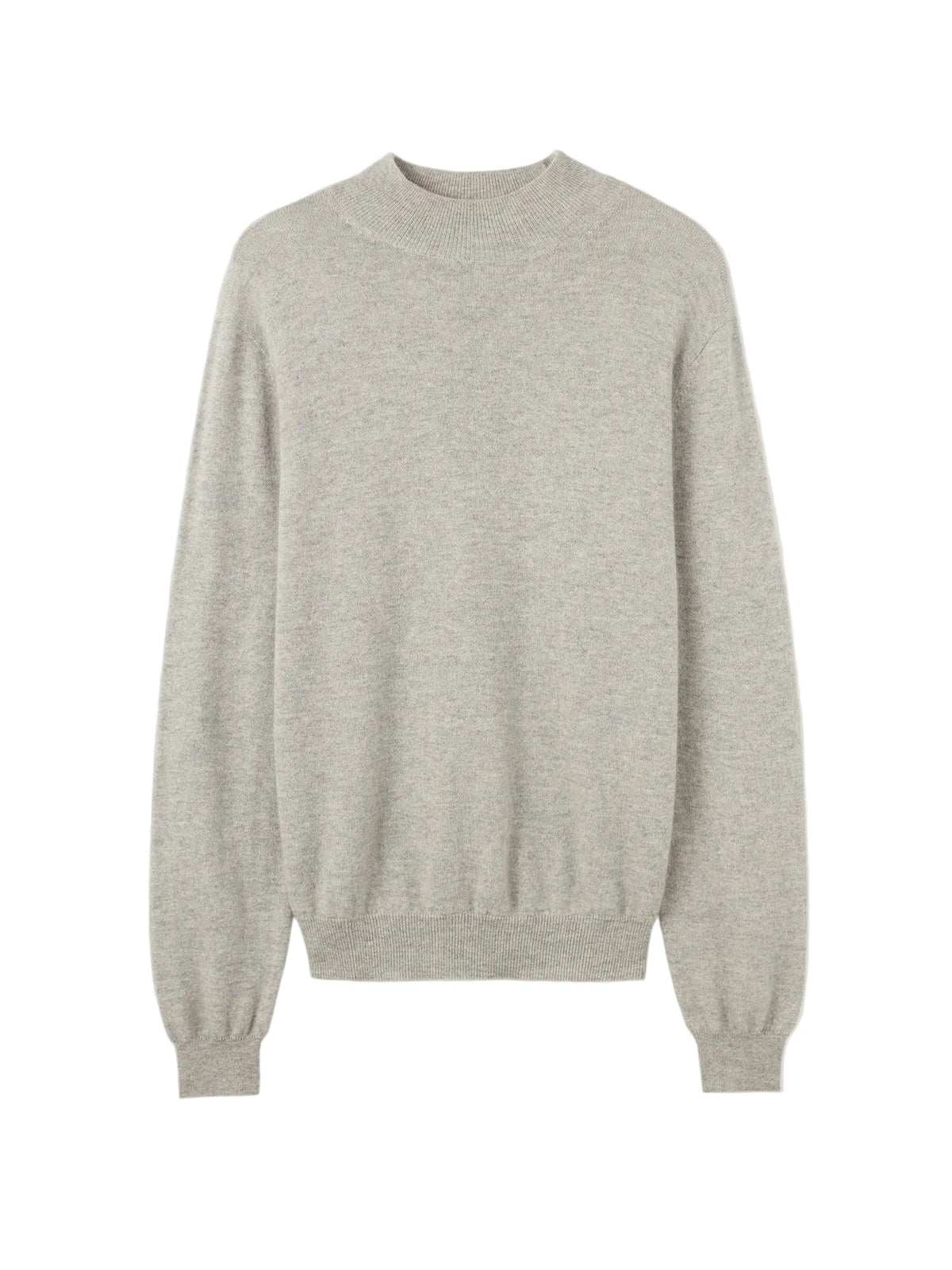 Essential Organic Mock Neck Cashmere Sweater — Steel Silver