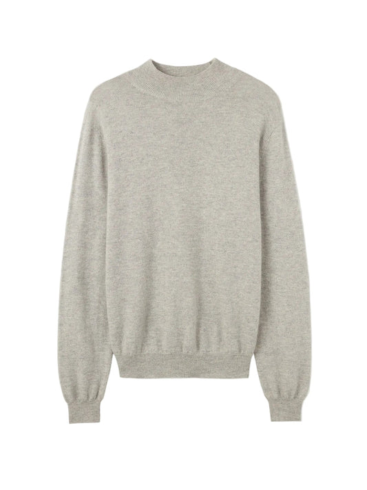 Essential Organic Mock Neck Cashmere Sweater — Steel Silver