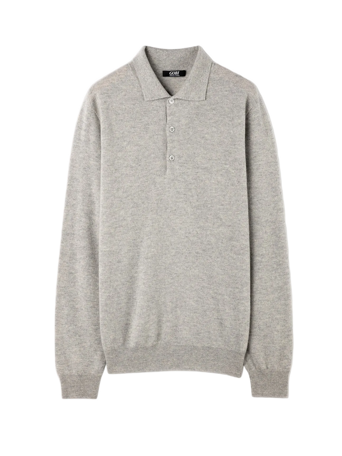 Essential Cashmere Polo Sweater — Steel Silver