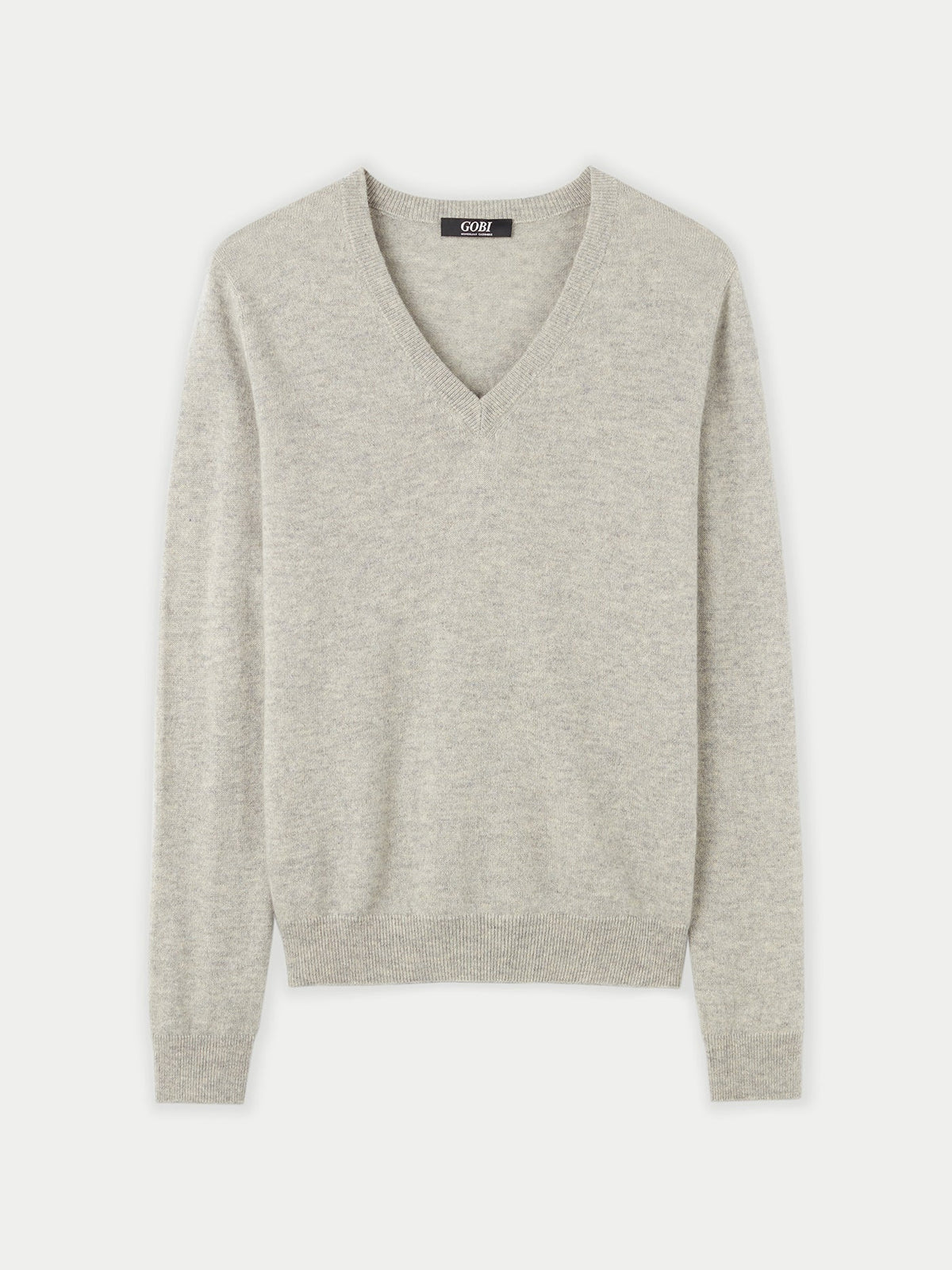 Essential Cashmere V-neck Sweater — Steel Silver