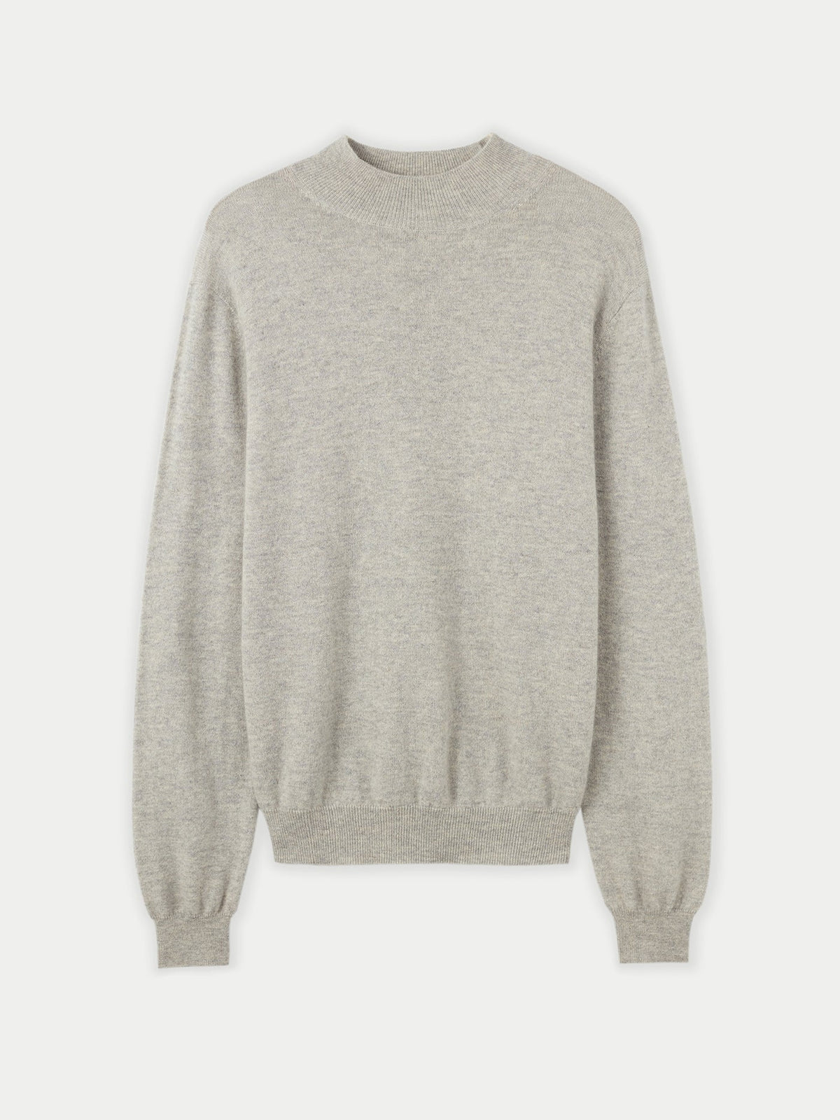Essential Organic Mock Neck Cashmere Sweater — Steel Silver