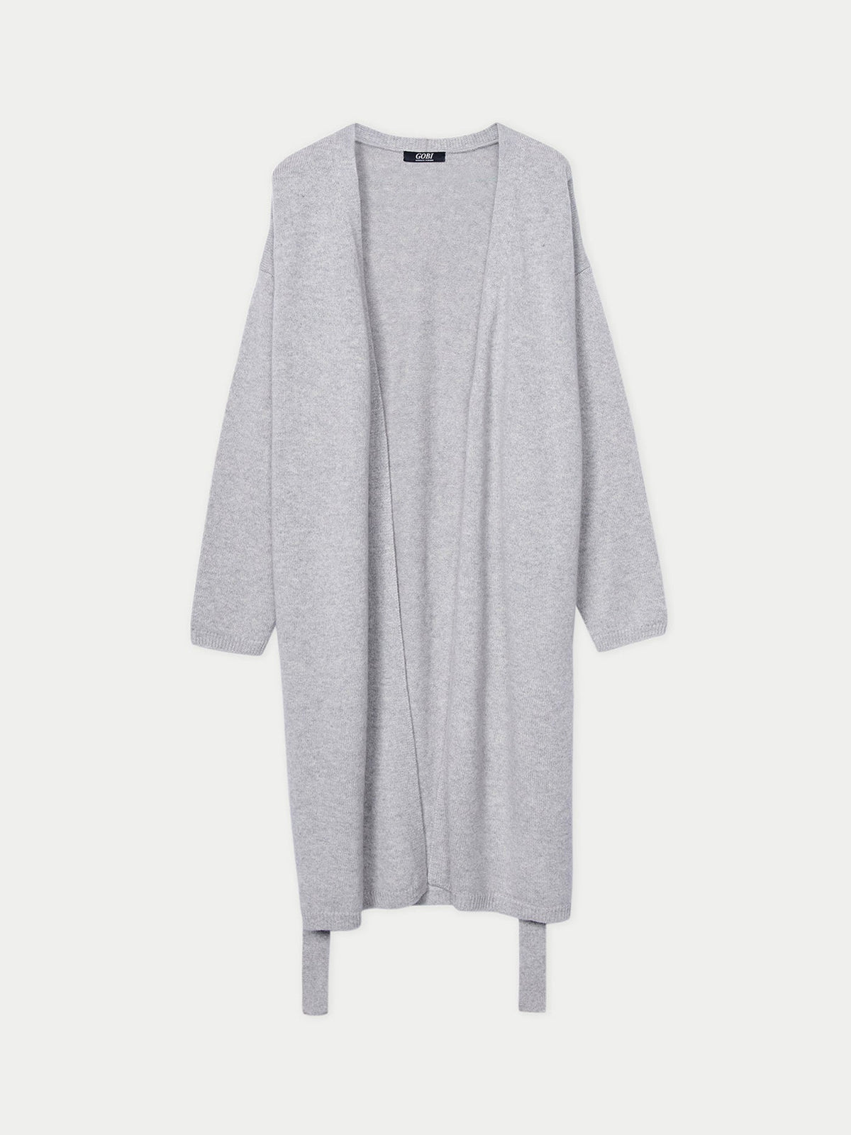 Long Maternity Cashmere Robe — Steel Silver