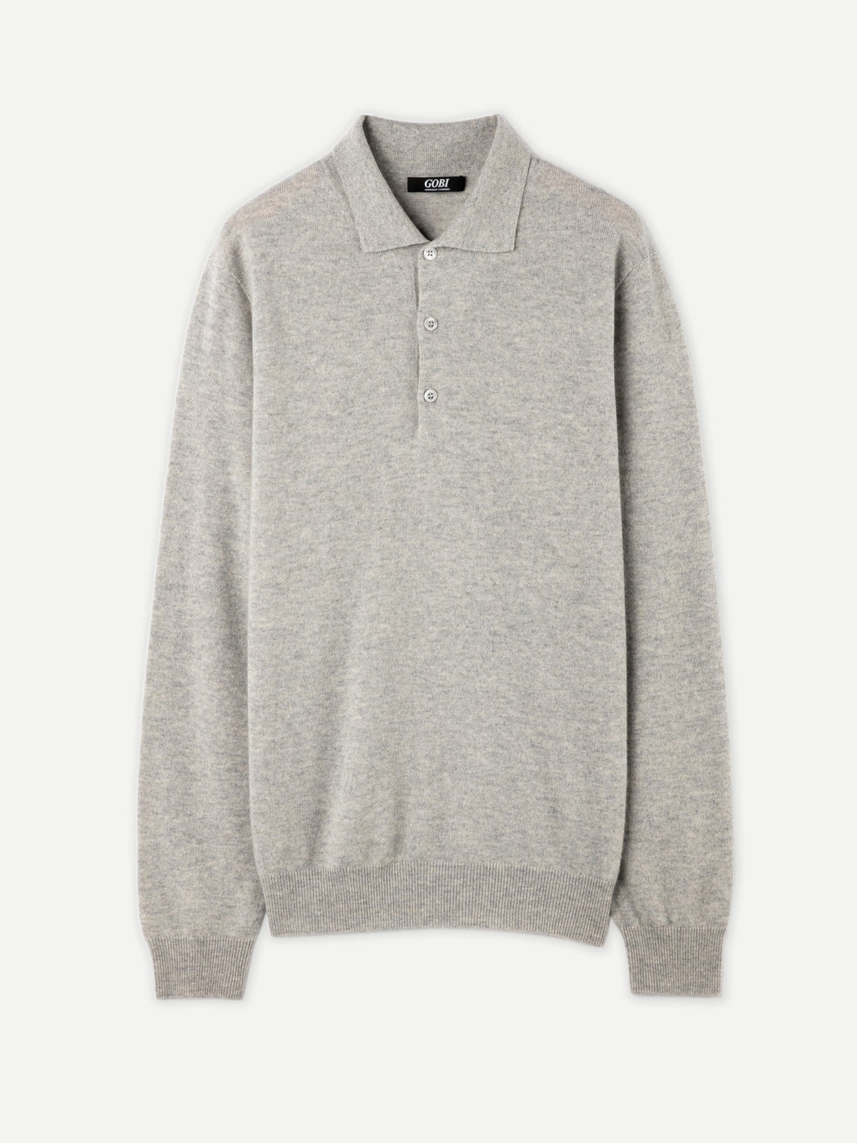 Essential Cashmere Polo Sweater — Steel Silver