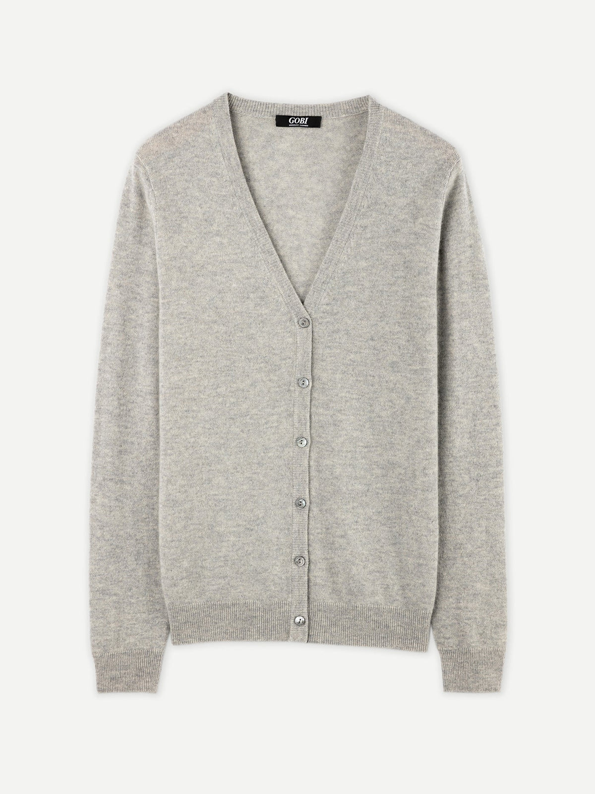 Essential Cashmere V-neck Cardigan — Steel Silver