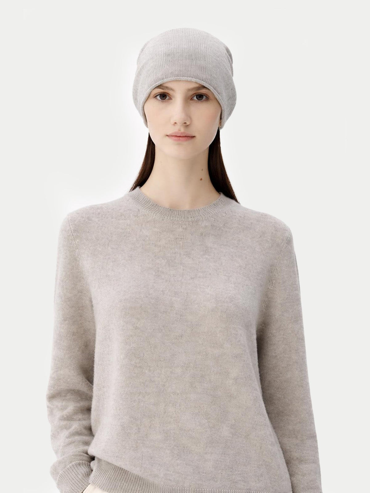 Cashmere Hat & Sweater Set — Steel Silver