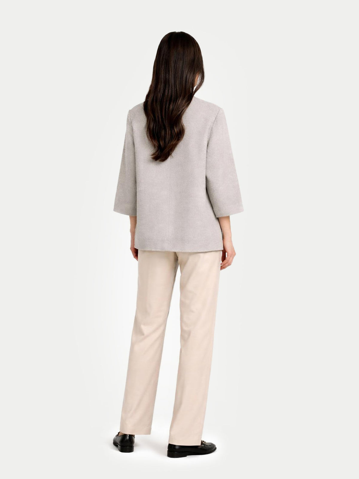 Patch Pocket Cashmere Poncho Jacket — Steel Silver