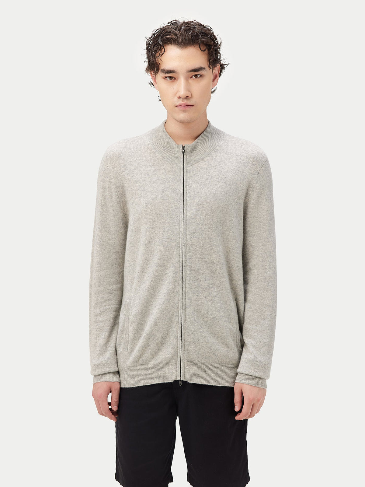 Essential Full-zip Cashmere Cardigan — Steel Silver
