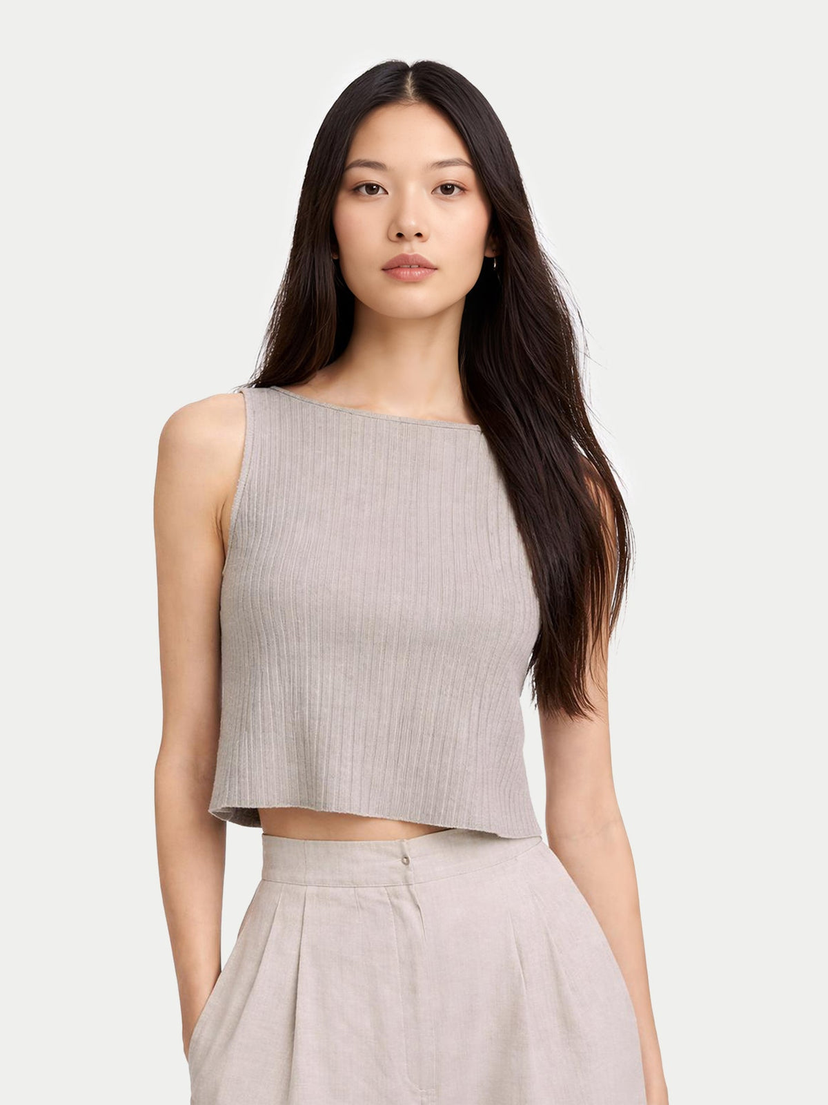 Cashmere Crop Top — Steel Silver