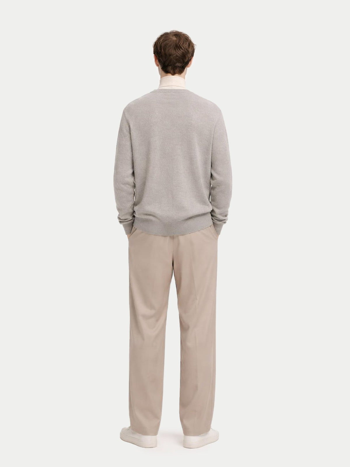 Essential Cashmere V-neck Cardigan — Steel Silver