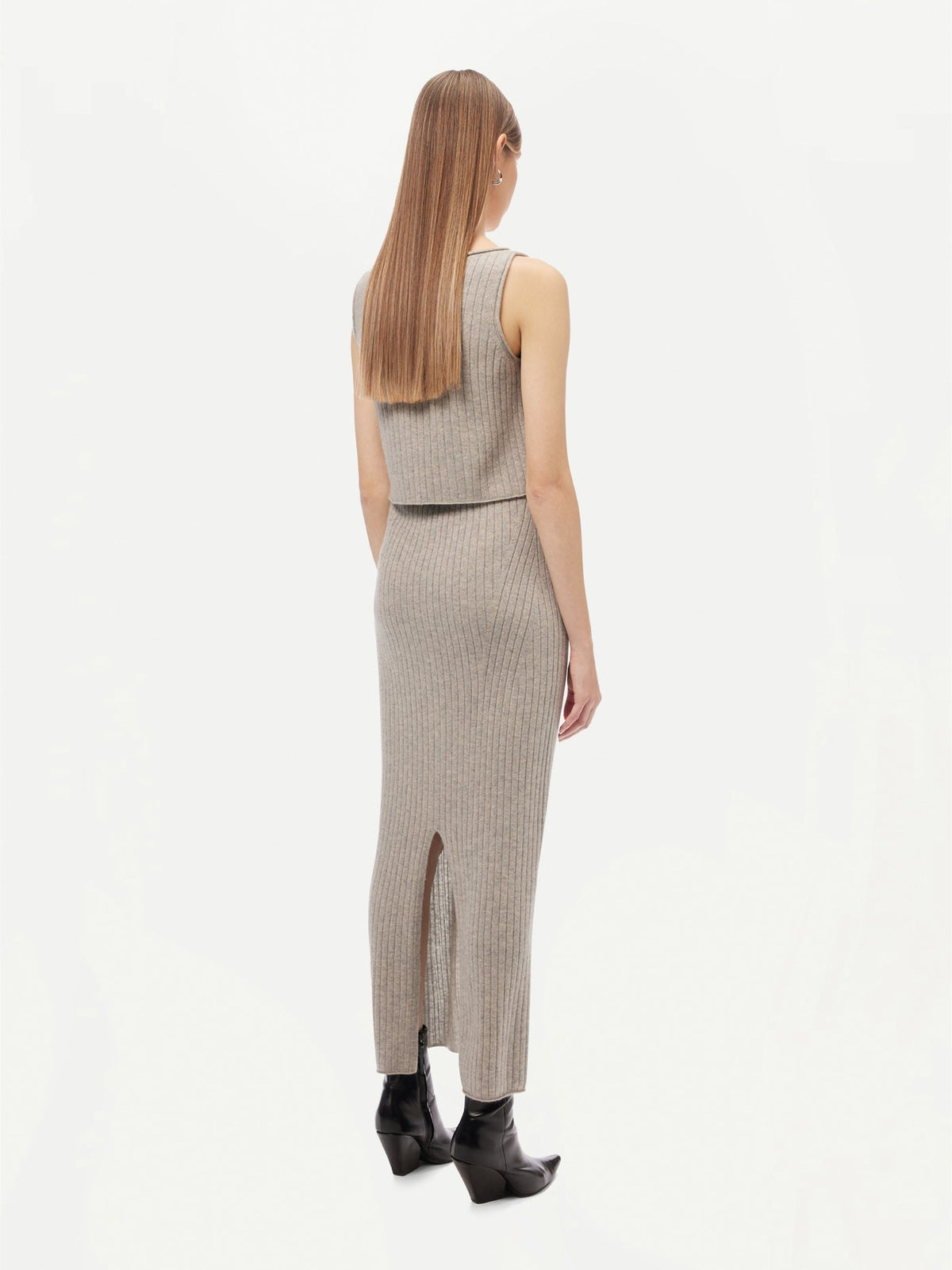 Cashmere Midi Skirt — Steel Silver