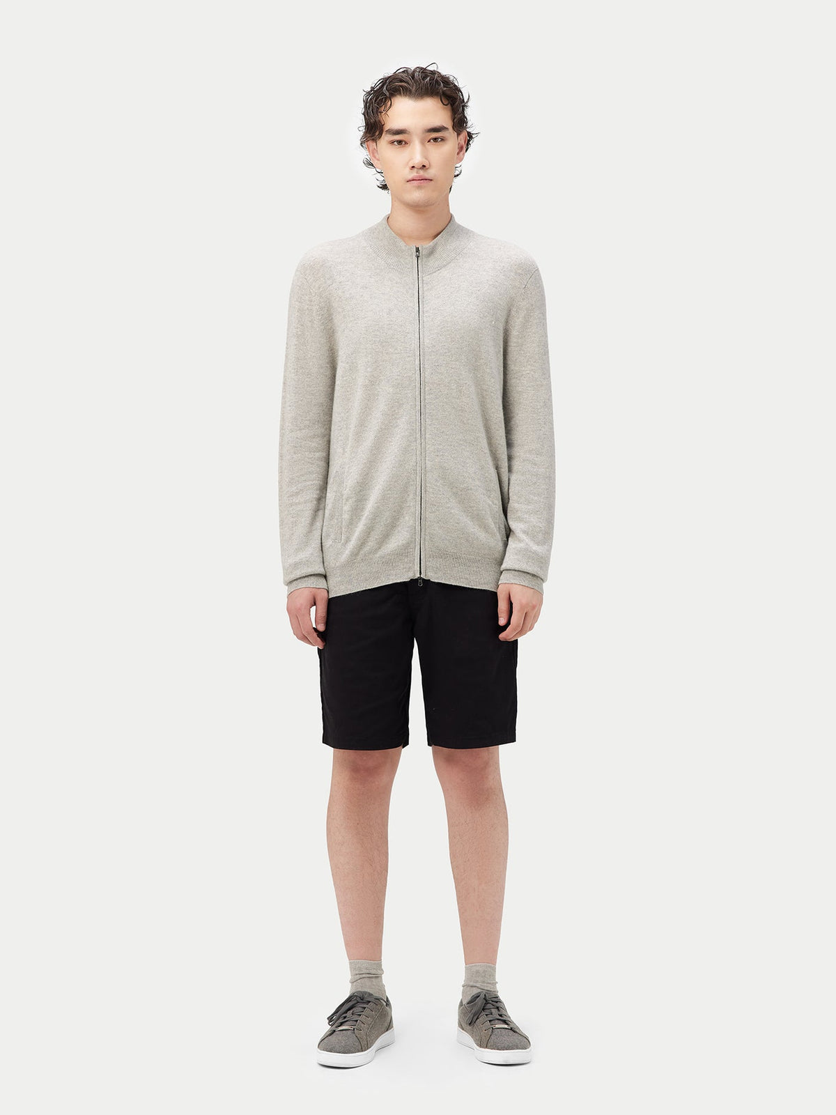 Essential Full-zip Cashmere Cardigan — Steel Silver
